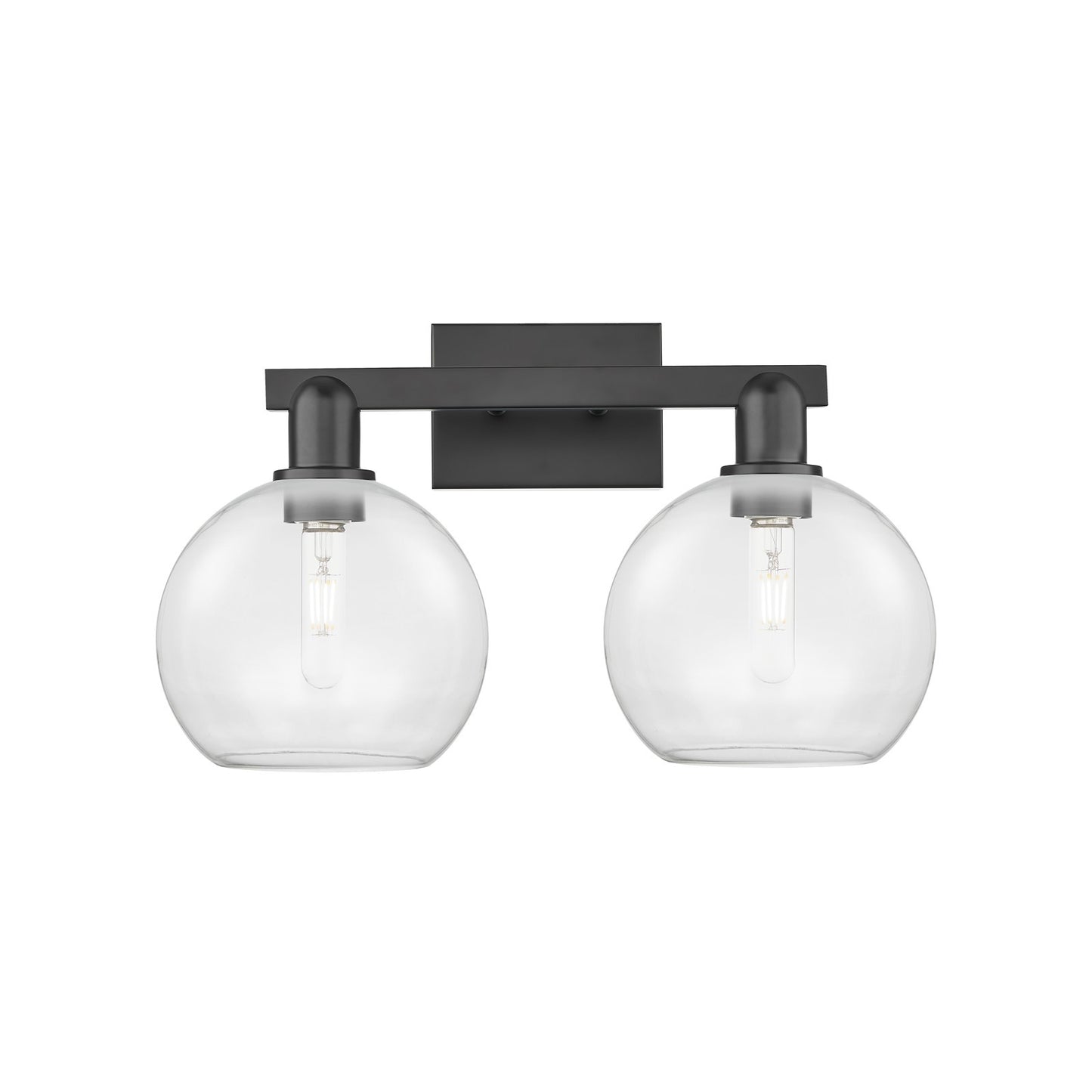 Innovations Athens 19in 2-Light Bath Vanity Light | Industrial Matte Black Steel and Clear Glass | Bathroom Vanity & Powder Room | Model 716-2W-BK-G122-8