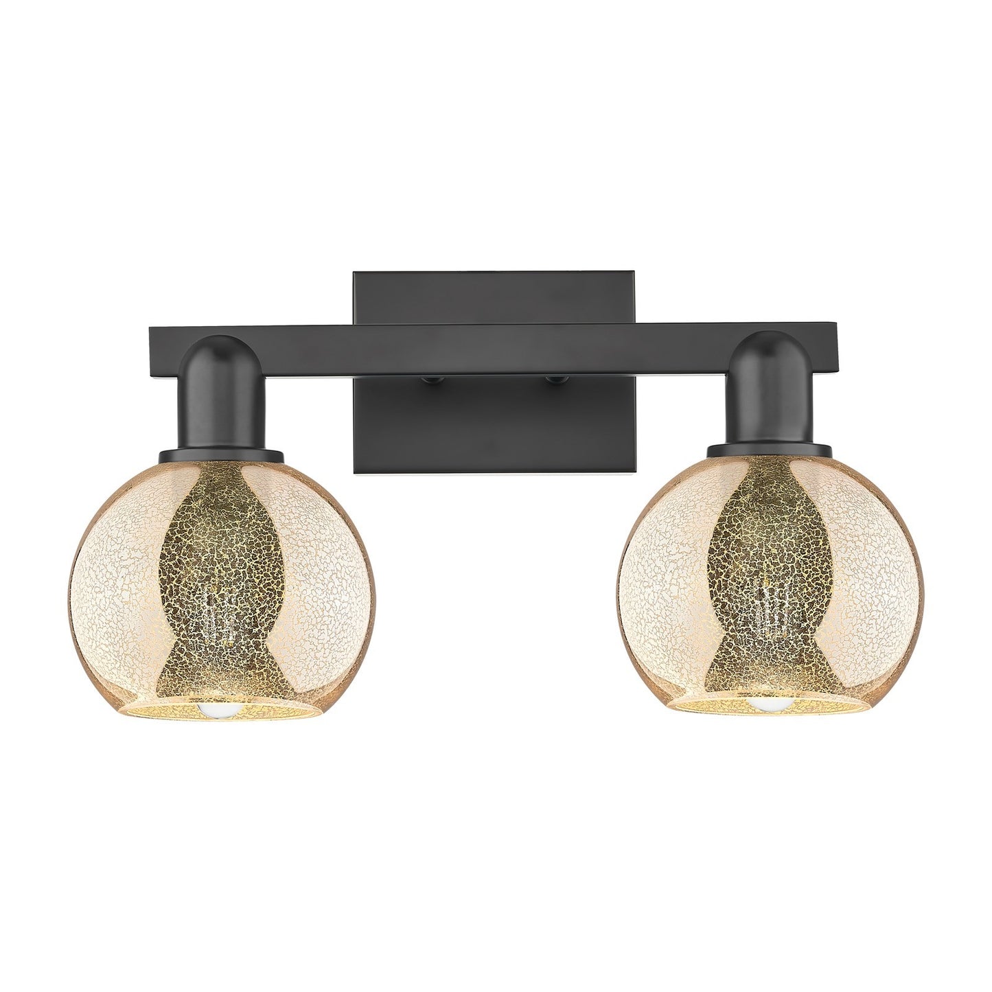 Innovations Athens 17in 2-Light Bath Vanity Light | Industrial Matte Black Steel and Mercury Glass | Bathroom Vanity | 16.88 x | Model 716-2W-BK-G128-6