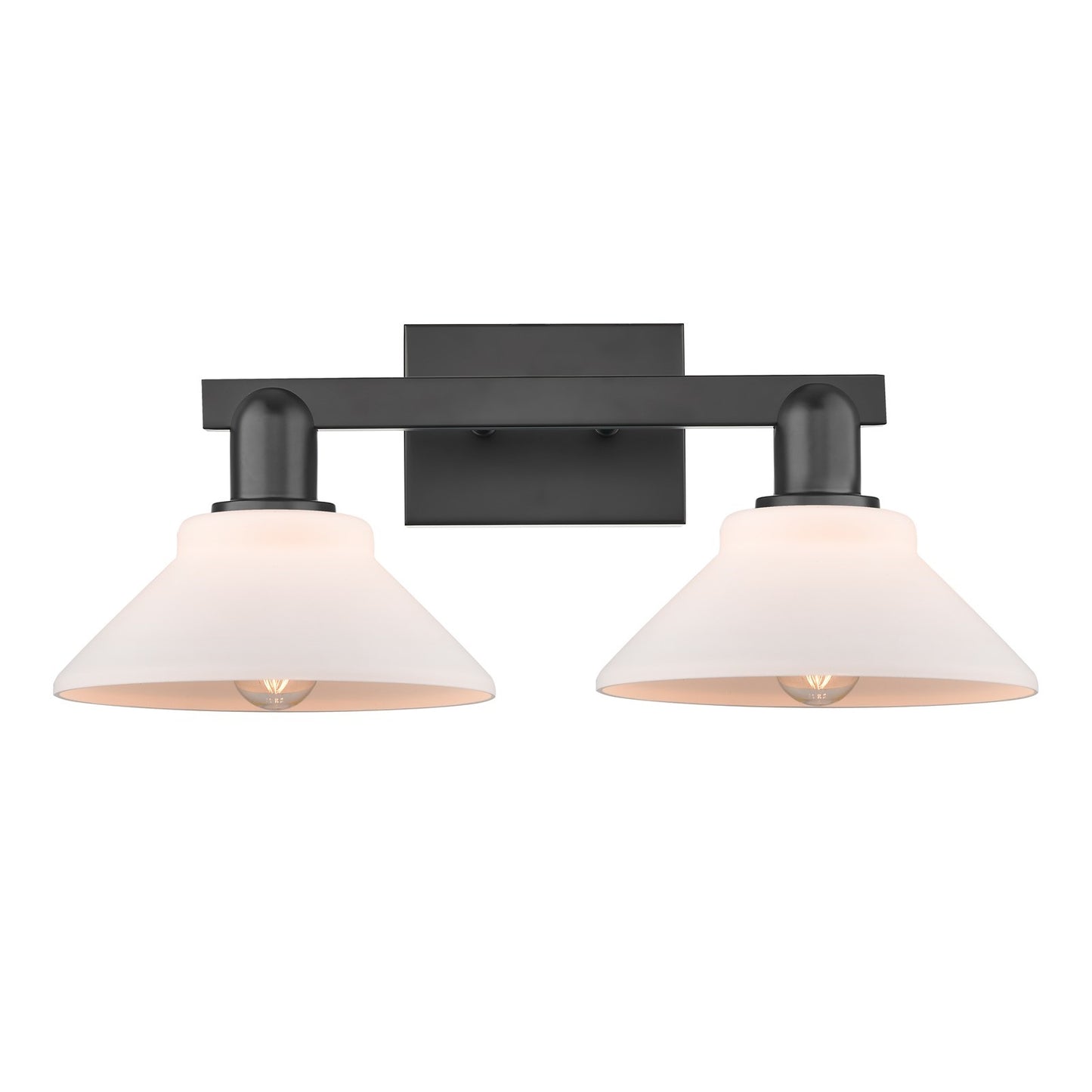 Innovations Orwell 19in 2-Light Bath Vanity Light | Industrial Matte Black Steel and Matte White Glass | Bathroom & Entryway | Model 716-2W-BK-G131