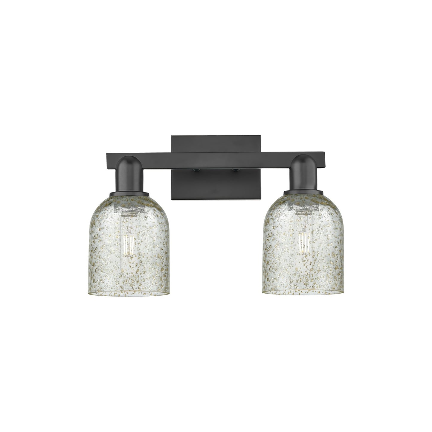 Innovations Caledonia 16in 2-Light Bath Vanity Light | Industrial Matte Black Steel and Mica Glass | Bathroom Vanity | 16 x 10.75 x | Model 716-2W-BK-G259