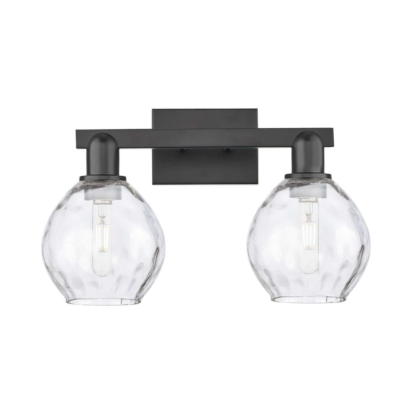 Innovations Waverly 17in 2-Light Bath Vanity Light | Industrial Matte Black Steel and Clear Glass | Bathroom Vanity | 17 x 10.25 x | Model 716-2W-BK-G362