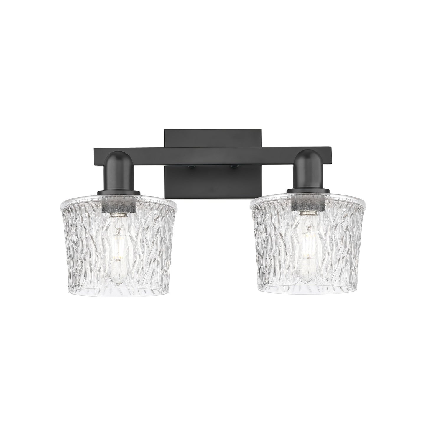 Innovations Niagara 18in 2-Light Bath Vanity Light | Industrial Matte Black Steel and Clear Glass | Bathroom Vanity | 17.5 x 10.25 | Model 716-2W-BK-G402