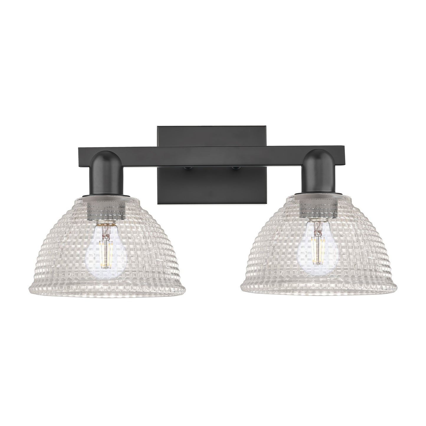 Innovations Arietta 19in 2-Light Bath Vanity Light | Industrial Modern Matte Black and Clear Glass | Bathroom Vanity | 19 x 9.75 x | Model 716-2W-BK-G422