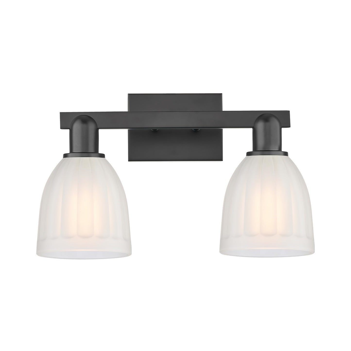 Innovations Brookfield 17in 2-Light Bath Vanity Light | Industrial Matte Black Steel and White Frosted Ribbed Glass | Bathroom | Model 716-2W-BK-G441