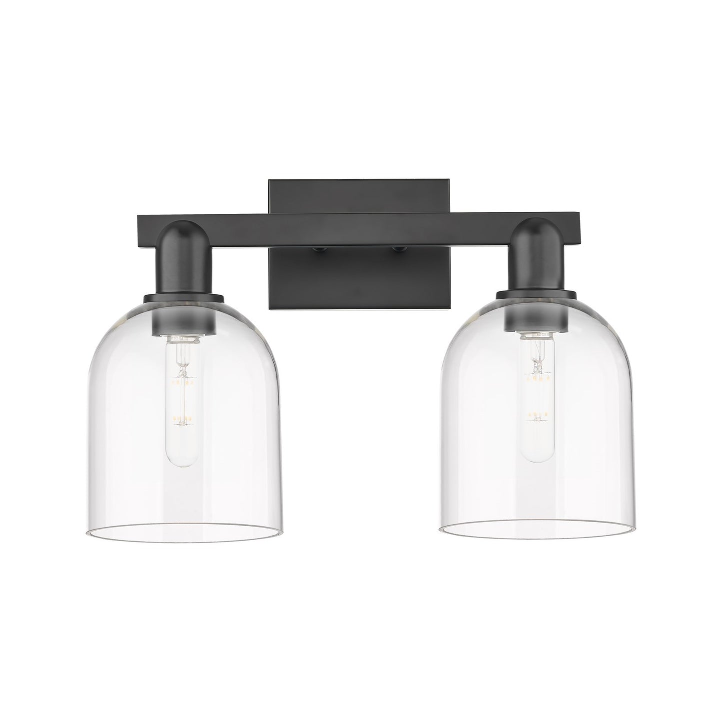 Innovations Bella 17in 2-Light Bath Vanity Light | Industrial Matte Black Steel and Clear Glass | Bathroom Vanity | 16.5 x | Model 716-2W-BK-G558-6CL