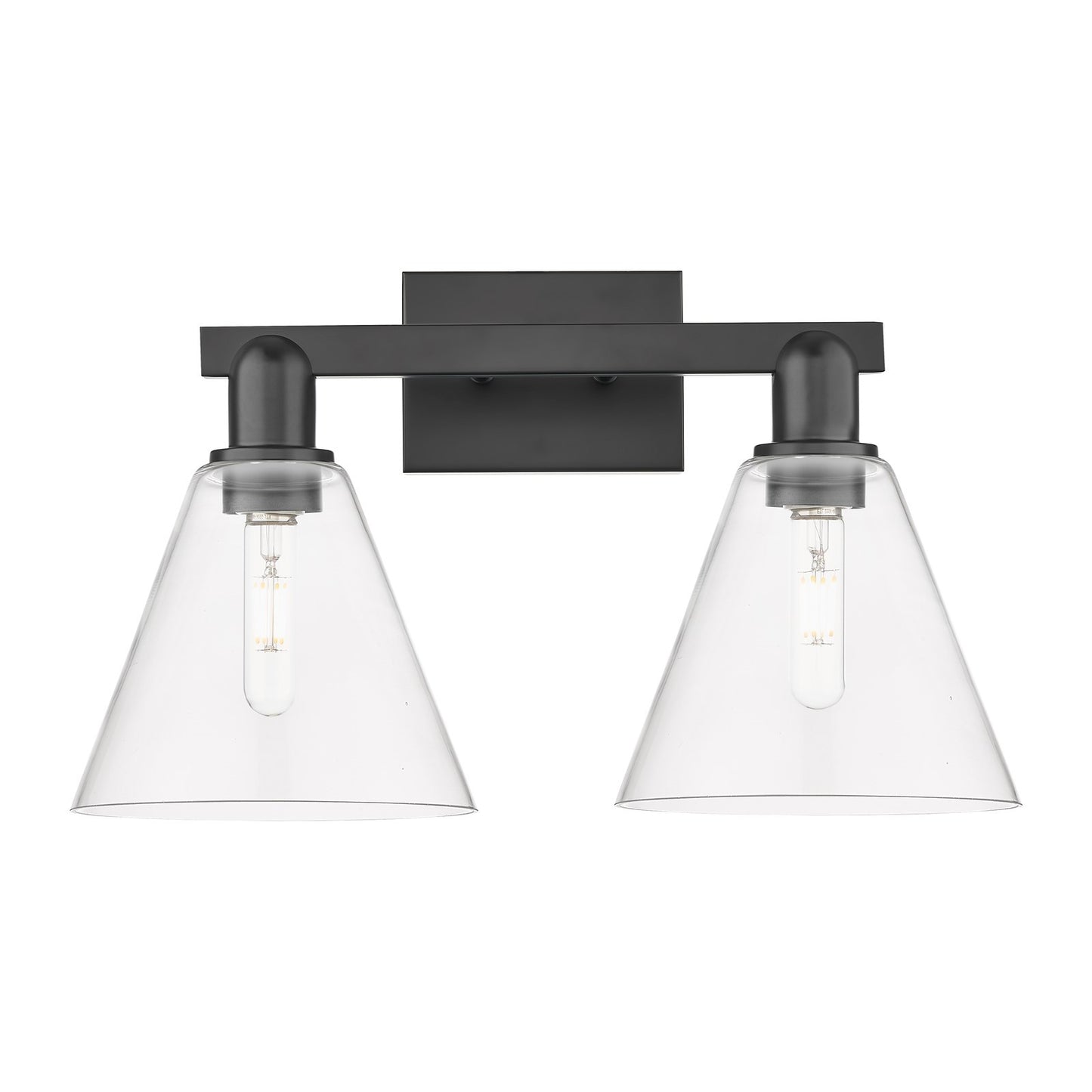 Innovations Berkshire Glass 19in 2-Light Bath Vanity | Industrial Matte Black Steel and Clear Glass | Bathroom Vanity & Powder | Model 716-2W-BK-GBC-82