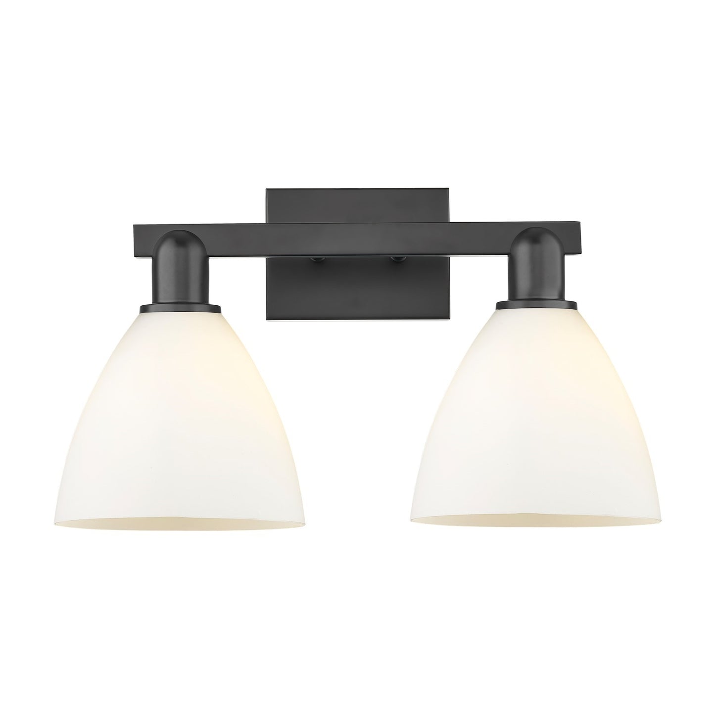 Innovations Bristol 19in 2-Light Bath Vanity Light | Industrial Matte Black Steel and Matte White Glass | Bathroom Vanity | 18.5 | Model 716-2W-BK-GBD-751