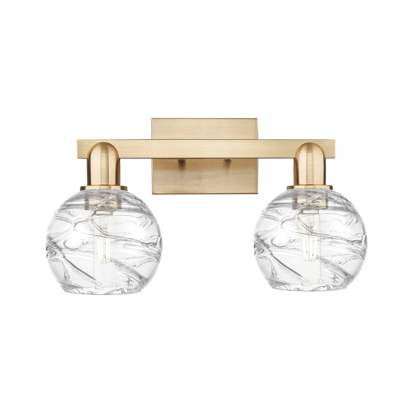 Innovations Athens Deco Swirl 16.88in 2-Light Bath Vanity Light | Industrial Champagne Bronze Steel and Clear Deco Swirl Glass | Model 716-2W-CB-G1213-6CL