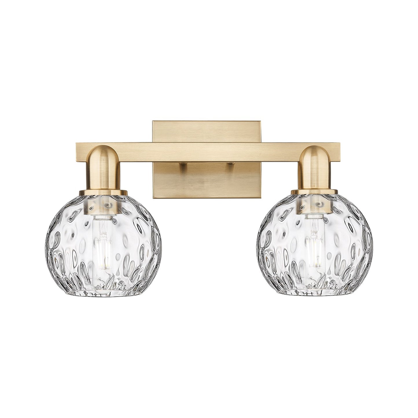 Innovations Athens Water Glass 17in 2-Light Bath Vanity | Industrial Champagne Bronze Steel and Clear Glass Globe Shades | Model 716-2W-CB-G1215-6