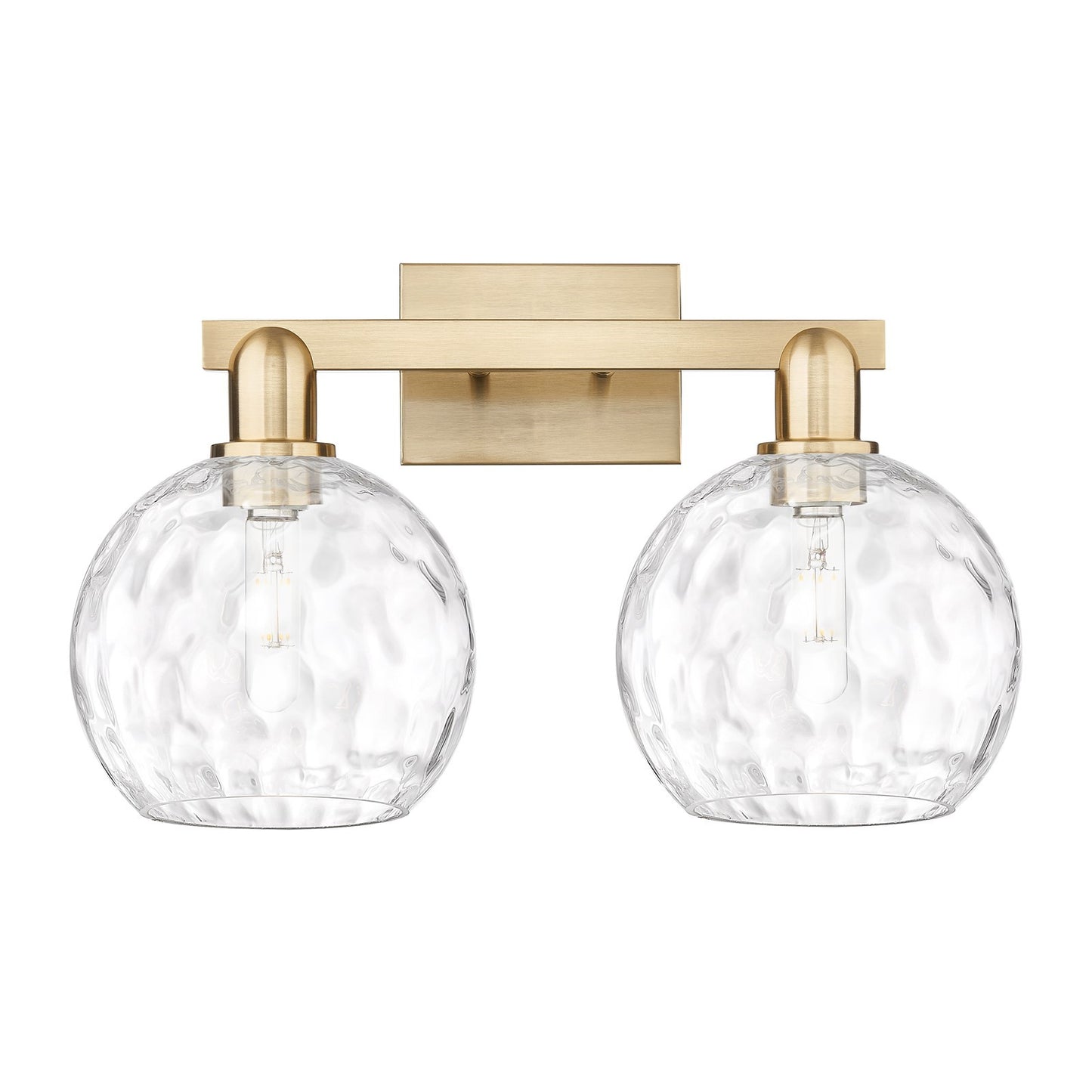 Innovations Athens Water Glass 19in 2-Light Bath Vanity | Industrial Champagne Bronze Steel and Clear Glass | Kitchen Island & | Model 716-2W-CB-G1215-8