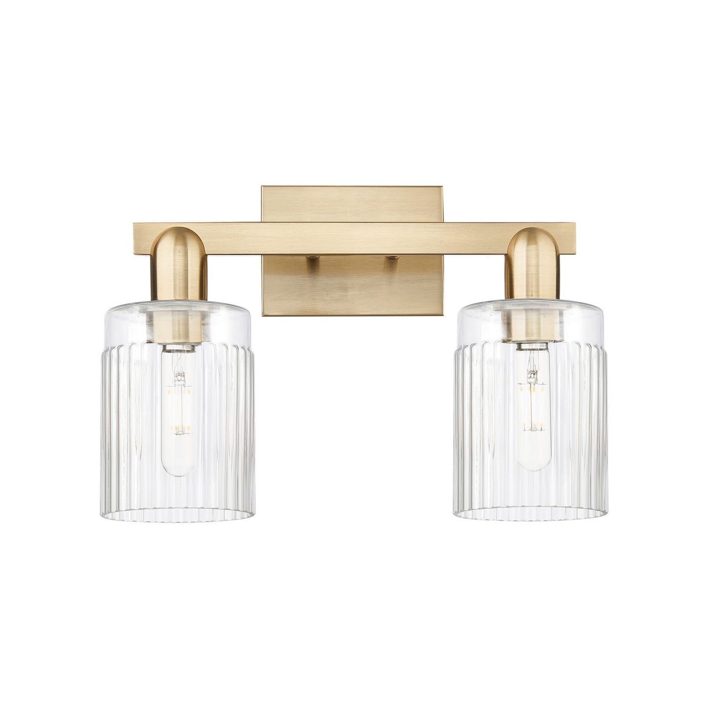 Innovations Hadley 16in 2-Light Bath Vanity Light | Industrial Champagne Bronze Steel and Clear Ribbed Glass | Bathroom Vanity | Model 716-2W-CB-G342