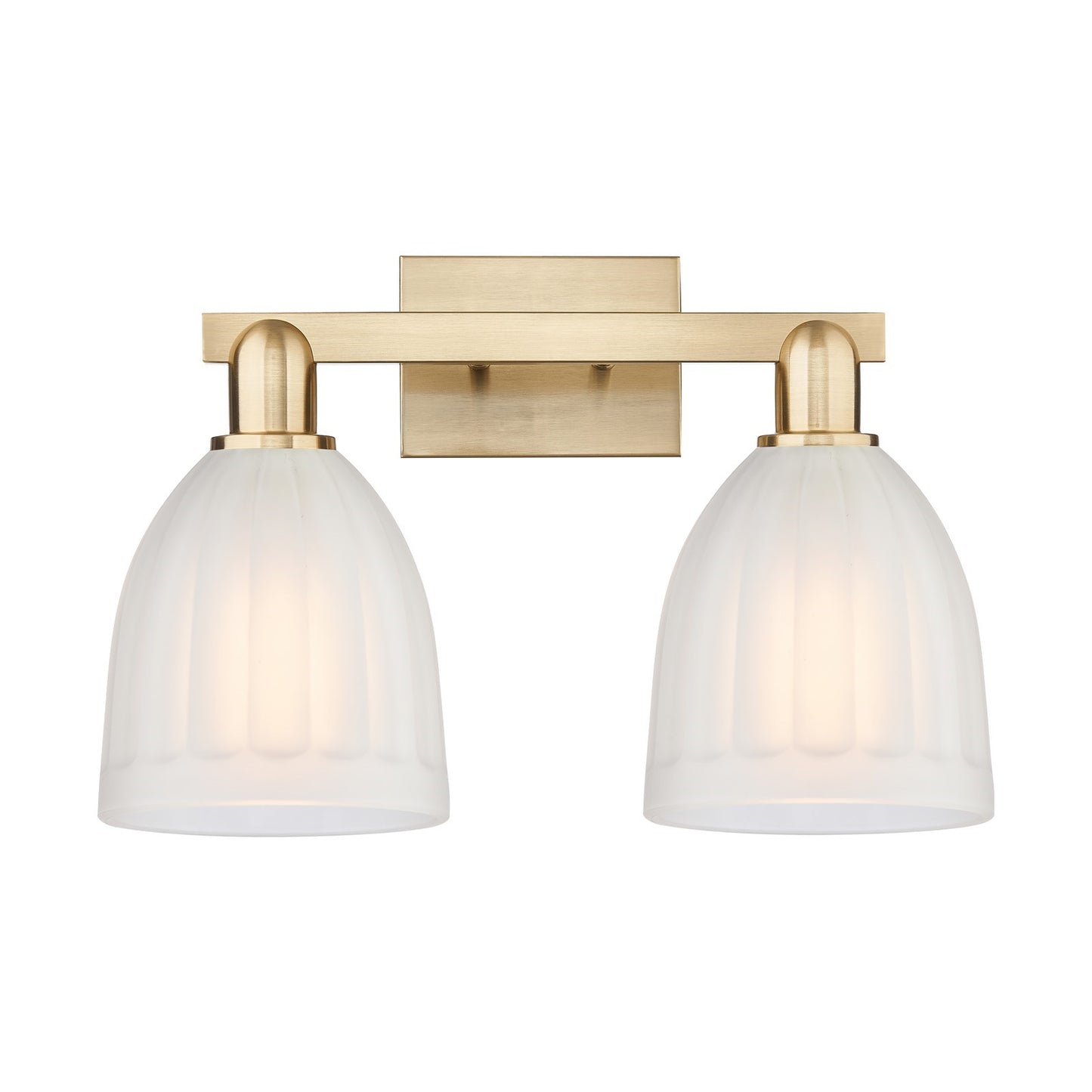 Innovations Brookfield 17in 2-Light Bath Vanity Light | Industrial Champagne Bronze Steel and White Frosted Ribbed Glass | Bathroom | Model 716-2W-CB-G441