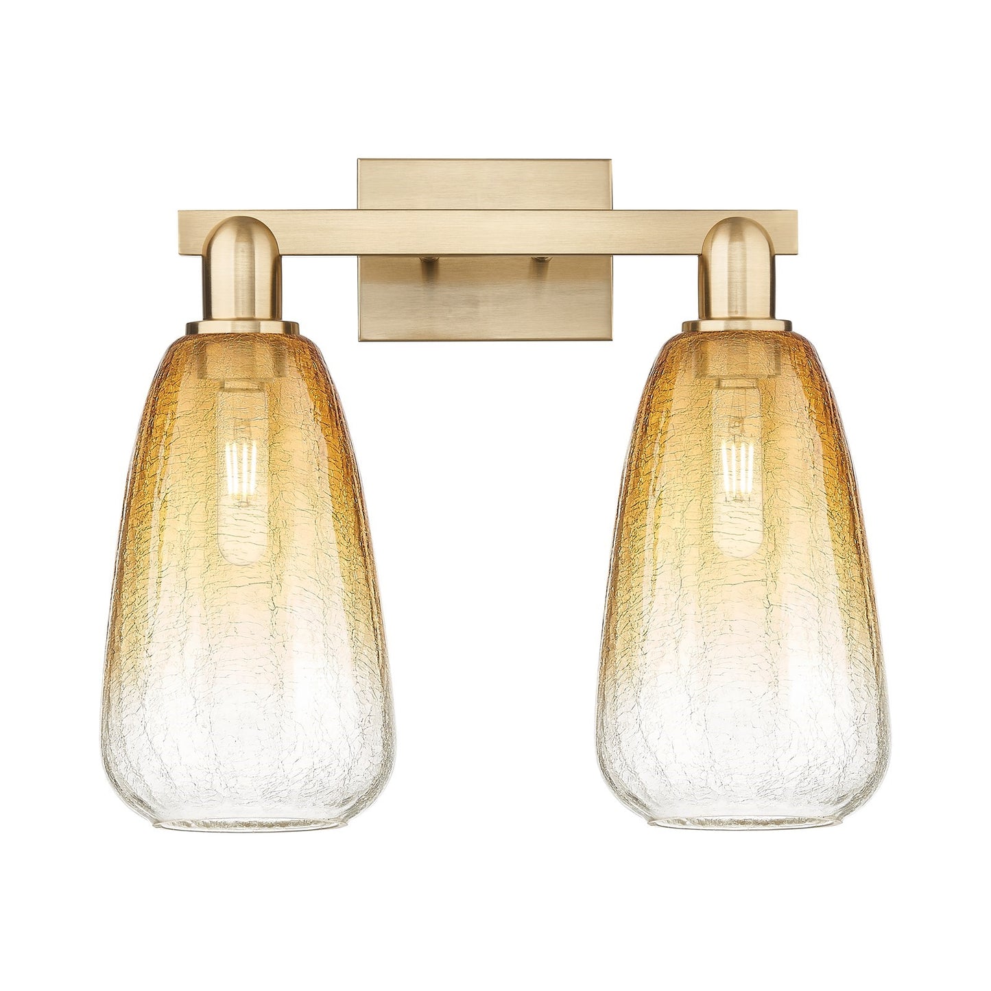 Innovations Brookhaven Almond 17in 2-Light Bath Vanity Light | Industrial Champagne Bronze Steel and Amber Glass | Bathroom | Model 716-2W-CB-G480-6AM