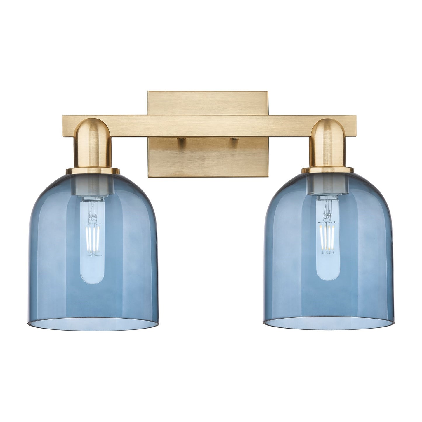 Innovations Bella 17in 2-Light Bath Vanity Light | Industrial Champagne Bronze Steel and Blue Glass | Bathroom Vanity | 16.5 x | Model 716-2W-CB-G558-6BL