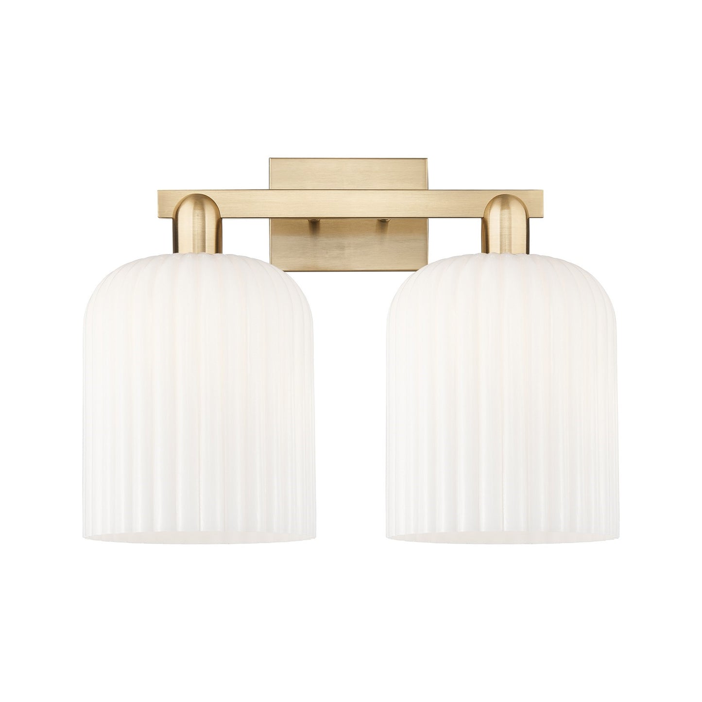 Innovations Bridal Veil 19in 2-Light Bath Vanity Light | Industrial Champagne Bronze Steel and Gloss White Ribbed Glass | Model 716-2W-CB-G559-8GWH