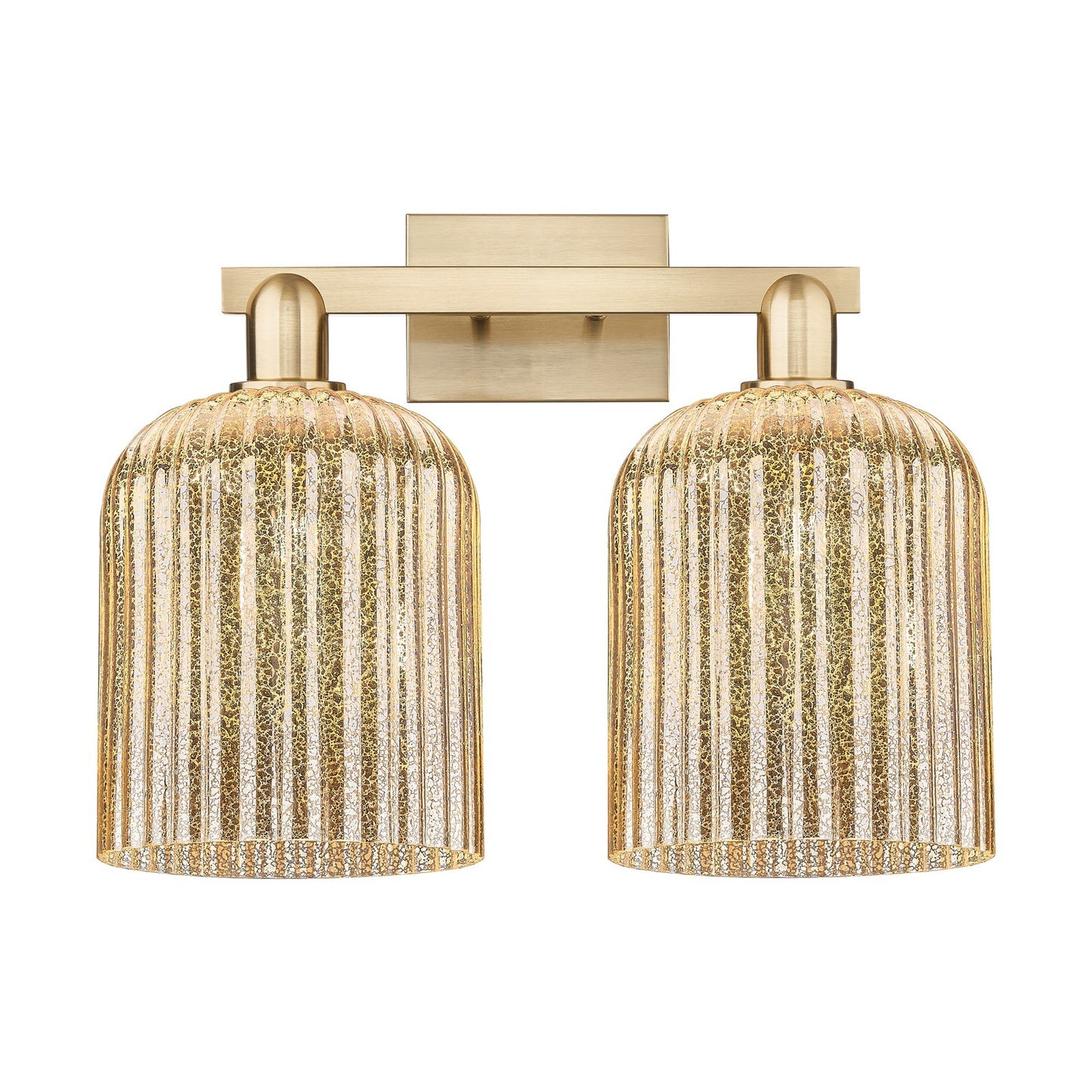 Innovations Bridal Veil 19in 2-Light Bath Vanity Light | Industrial Champagne Bronze Steel and Mercury Ribbed Glass | Bathroom | Model 716-2W-CB-G559-8ME