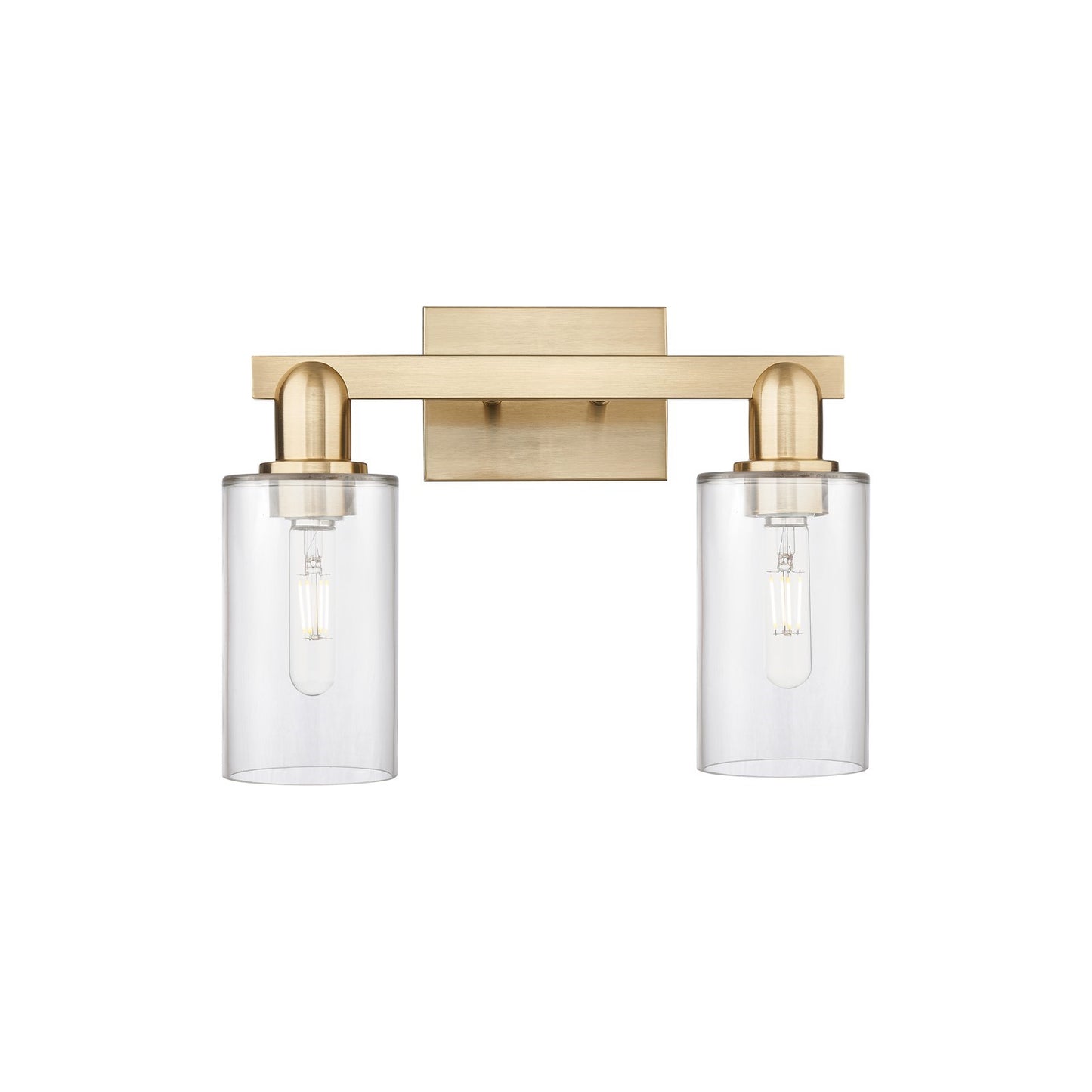 Innovations Clymer 15in 2-Light Bath Vanity Light | Industrial Champagne Bronze Steel and Clear Glass | Bathroom Vanity & Powder | Model 716-2W-CB-G802