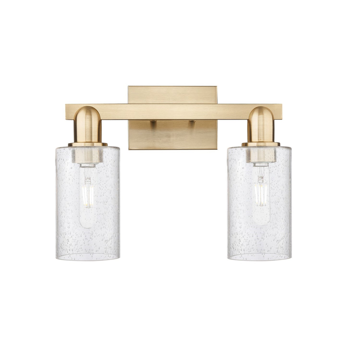Innovations Clymer 15in 2-Light Bath Vanity Light | Industrial Champagne Bronze Steel and Seedy Glass | Bathroom Vanity & Powder | Model 716-2W-CB-G804