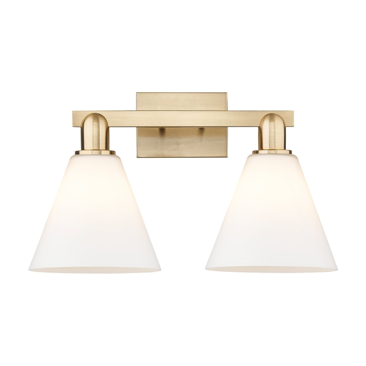 Innovations Berkshire Glass 19in 2-Light Bath Vanity Light | Industrial Champagne Bronze Steel and Cast Brass with Matte White | Model 716-2W-CB-GBC-81