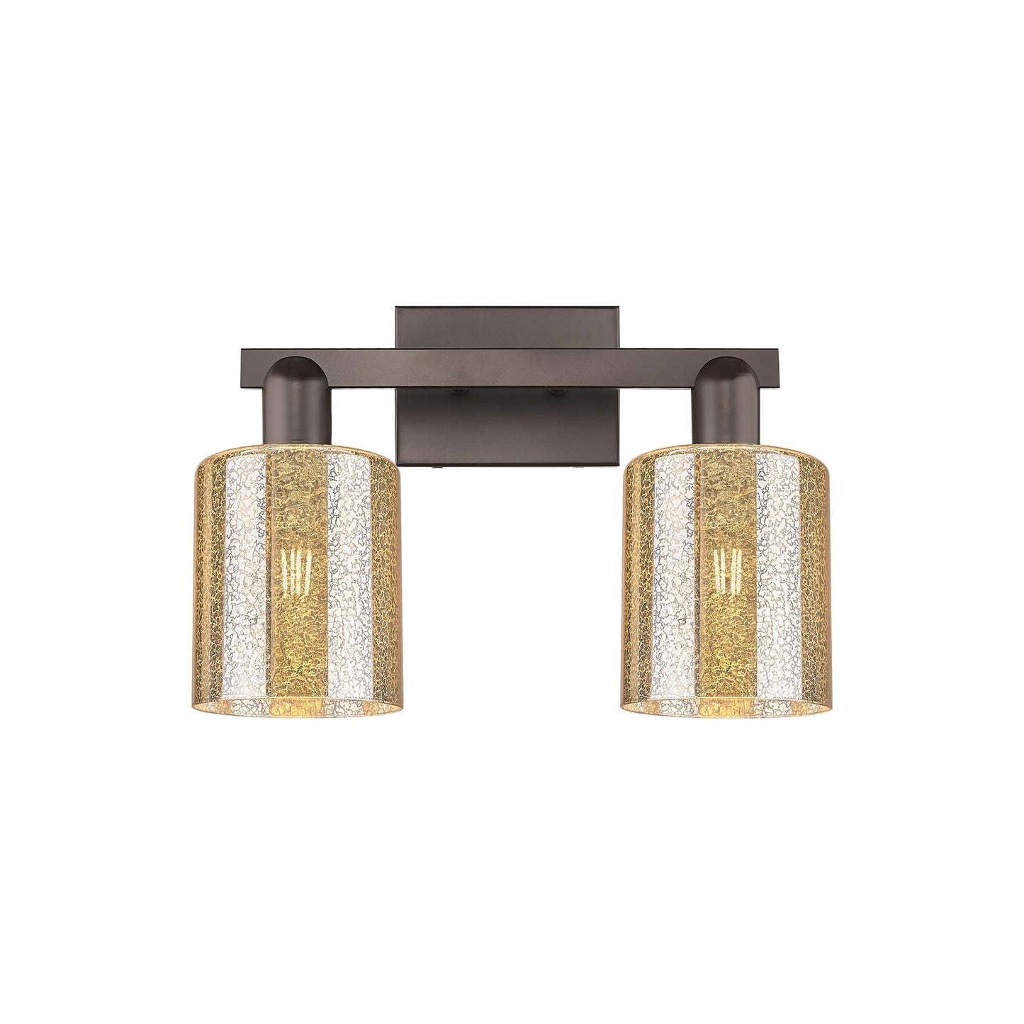 Innovations Cobbleskill 16in 2-Light Bath Vanity Light | Industrial Oil Rubbed Bronze Steel and Mercury Glass | Bathroom Vanity | Model 716-2W-OB-G116