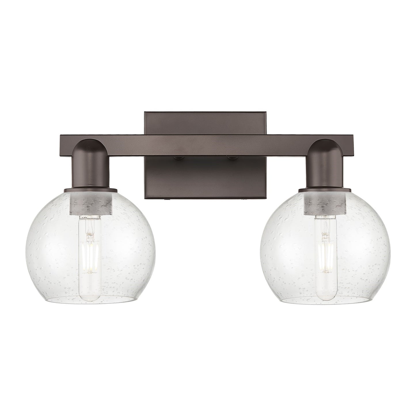 Innovations Athens 17in 2-Light Bath Vanity | Industrial Oil Rubbed Bronze Steel and Seedy Glass | Bathroom Vanity Light | 16.88 | Model 716-2W-OB-G124-6