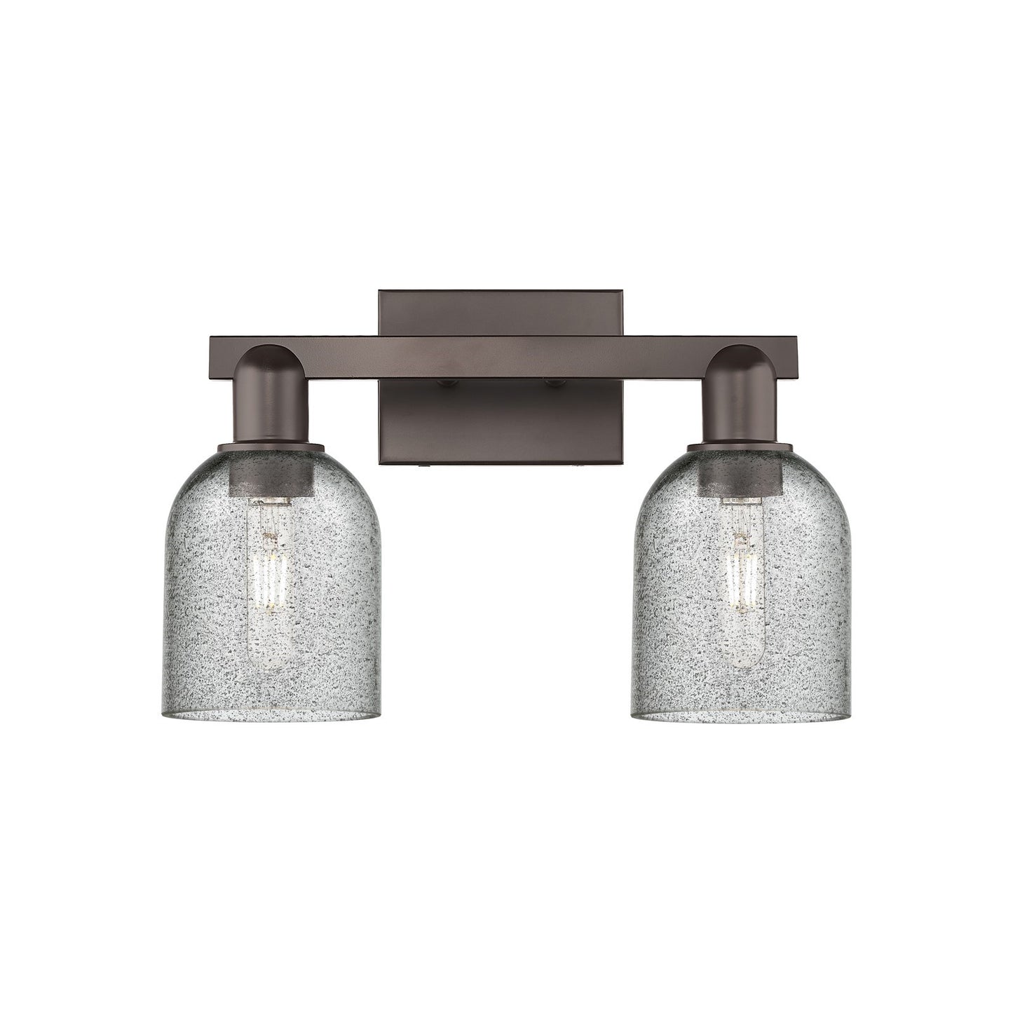 Innovations Caledonia 16in 2-Light Bath Vanity Light | Industrial Oil Rubbed Bronze and Charcoal Glass | Bathroom Vanity | 16 x | Model 716-2W-OB-G257