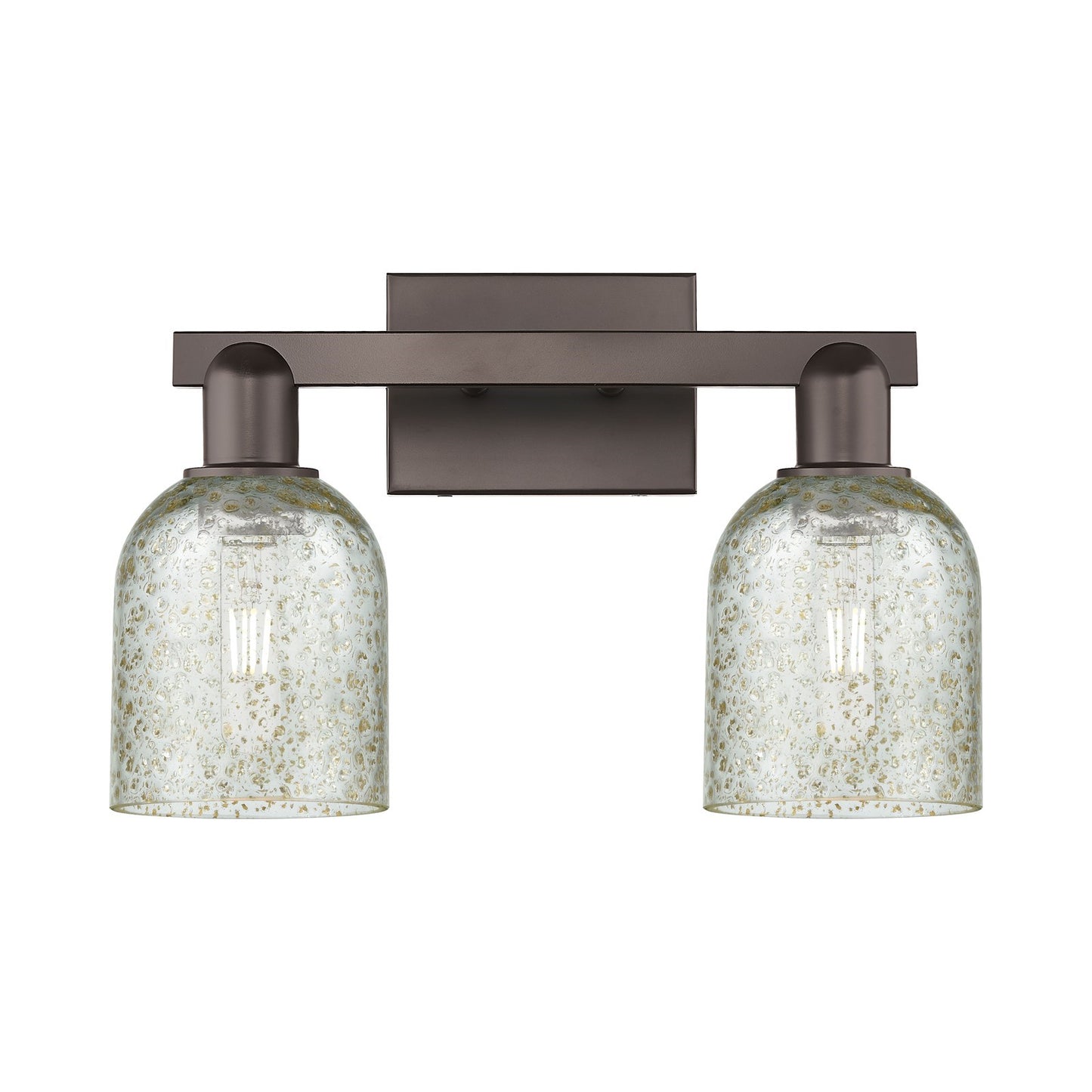 Innovations Caledonia 16in 2-Light Bath Vanity Light | Industrial Oil Rubbed Bronze Steel and Mica Glass | Bathroom Vanity | 16 x | Model 716-2W-OB-G259