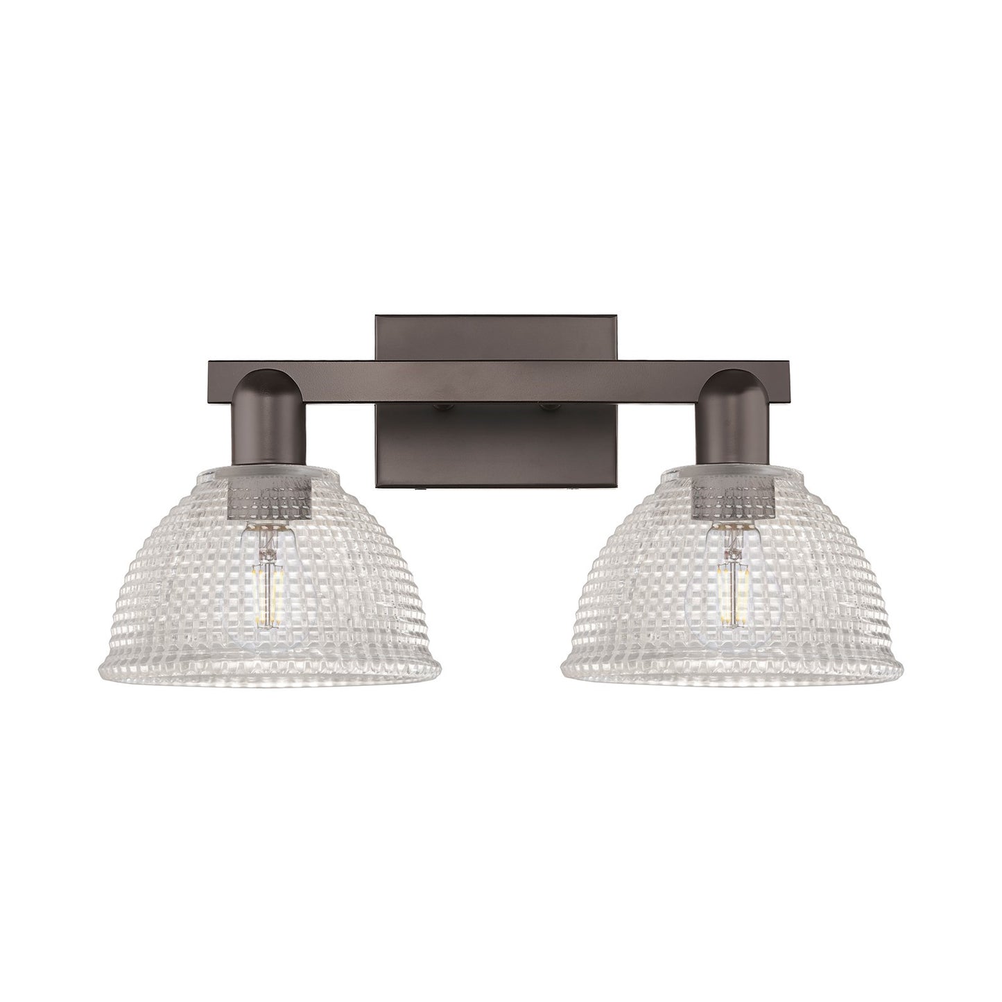 Innovations Arietta 19in 2-Light Bath Vanity Light | Industrial Oil Rubbed Bronze Steel and Clear Glass | Bathroom Vanity | 19 x | Model 716-2W-OB-G422