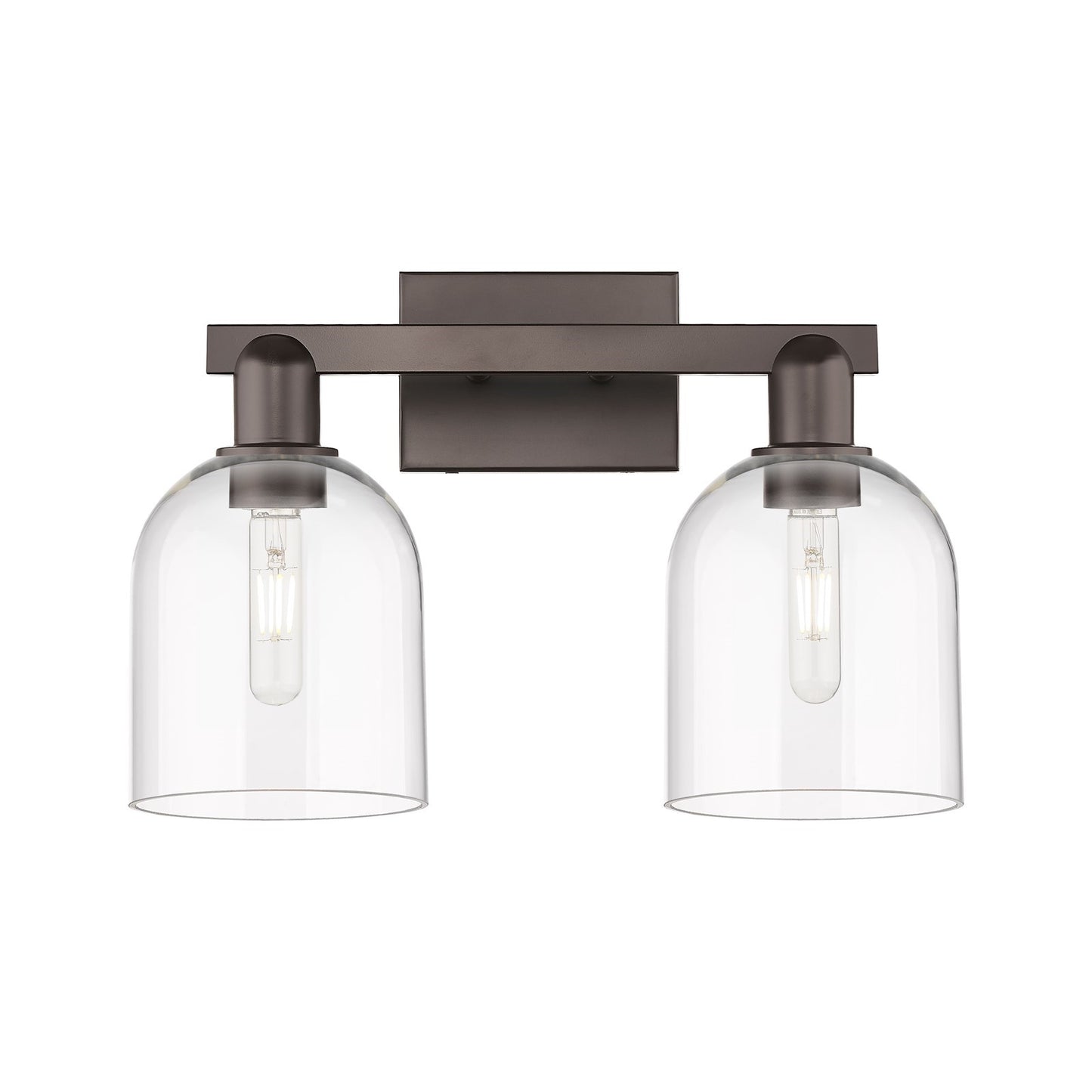 Innovations Bella 17in 2-Light Bath Vanity Light | Industrial Oil Rubbed Bronze Steel and Clear Glass | Bathroom Vanity | 16.5 | Model 716-2W-OB-G558-6CL