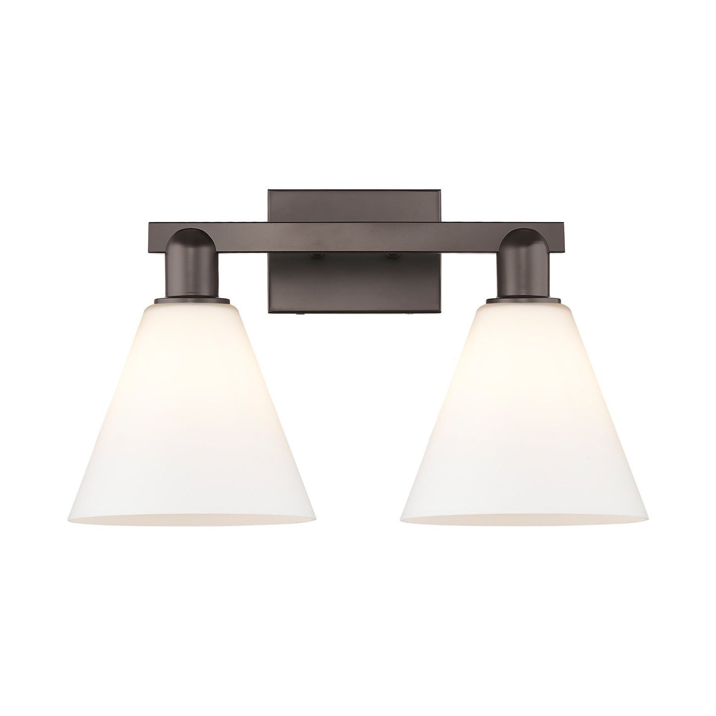 Innovations Berkshire Glass 19in 2-Light Bath Vanity | Industrial Oil Rubbed Bronze and Matte White Glass | Bathroom Vanity Light | Model 716-2W-OB-GBC-81