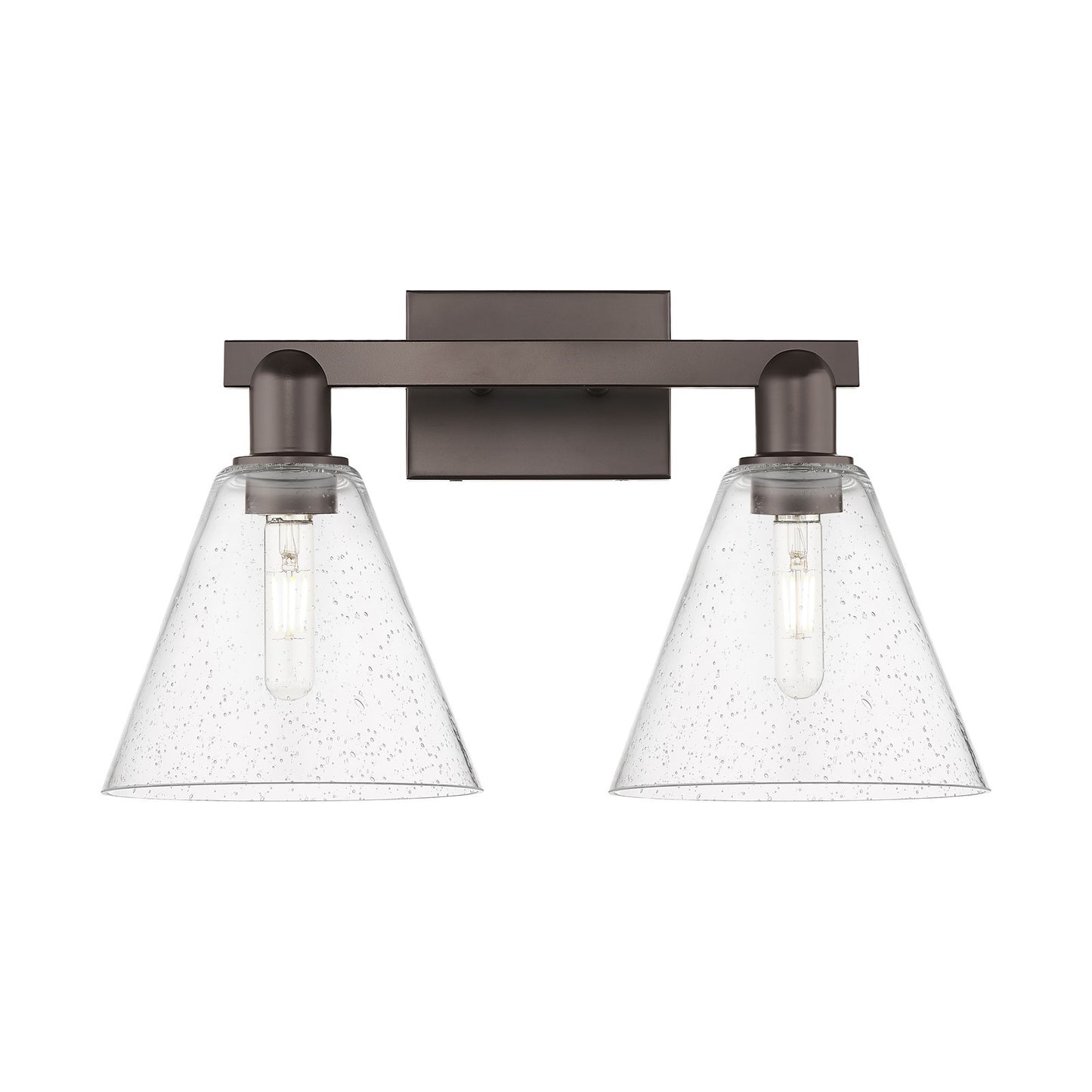 Innovations Berkshire Glass 19in 2-Light Bath Vanity | Industrial Oil Rubbed Bronze Steel and Seedy Glass | Bathroom Vanity & | Model 716-2W-OB-GBC-84