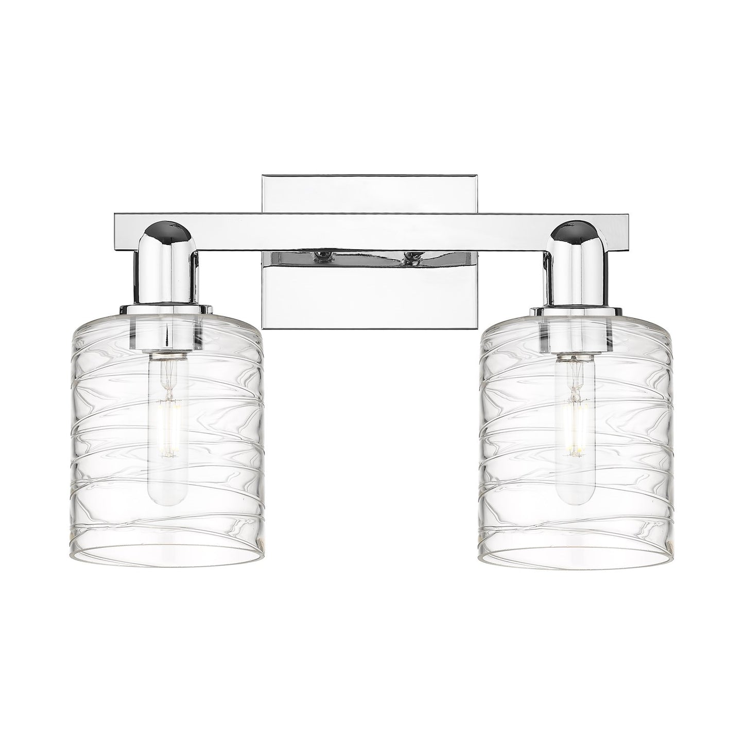 Innovations Cobbleskill 16in 2-Light Bath Vanity | Industrial Polished Chrome and Deco Swirl Glass | Bathroom Vanity Light | 16 x | Model 716-2W-PC-G1113