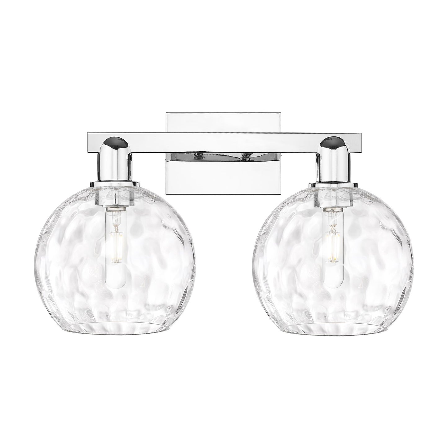 Innovations Athens Water Glass 19in 2-Light Bath Vanity Light | Industrial Polished Chrome and Clear Water Glass | Damp Rated | Model 716-2W-PC-G1215-8
