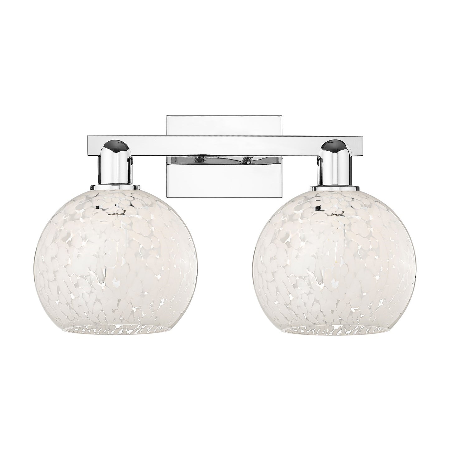 Innovations Lighting White Mouchette 19in 2-Light Bath Vanity | Industrial Transitional Polished Chrome and White Glass | Model 716-2W-PC-G1216-8WM