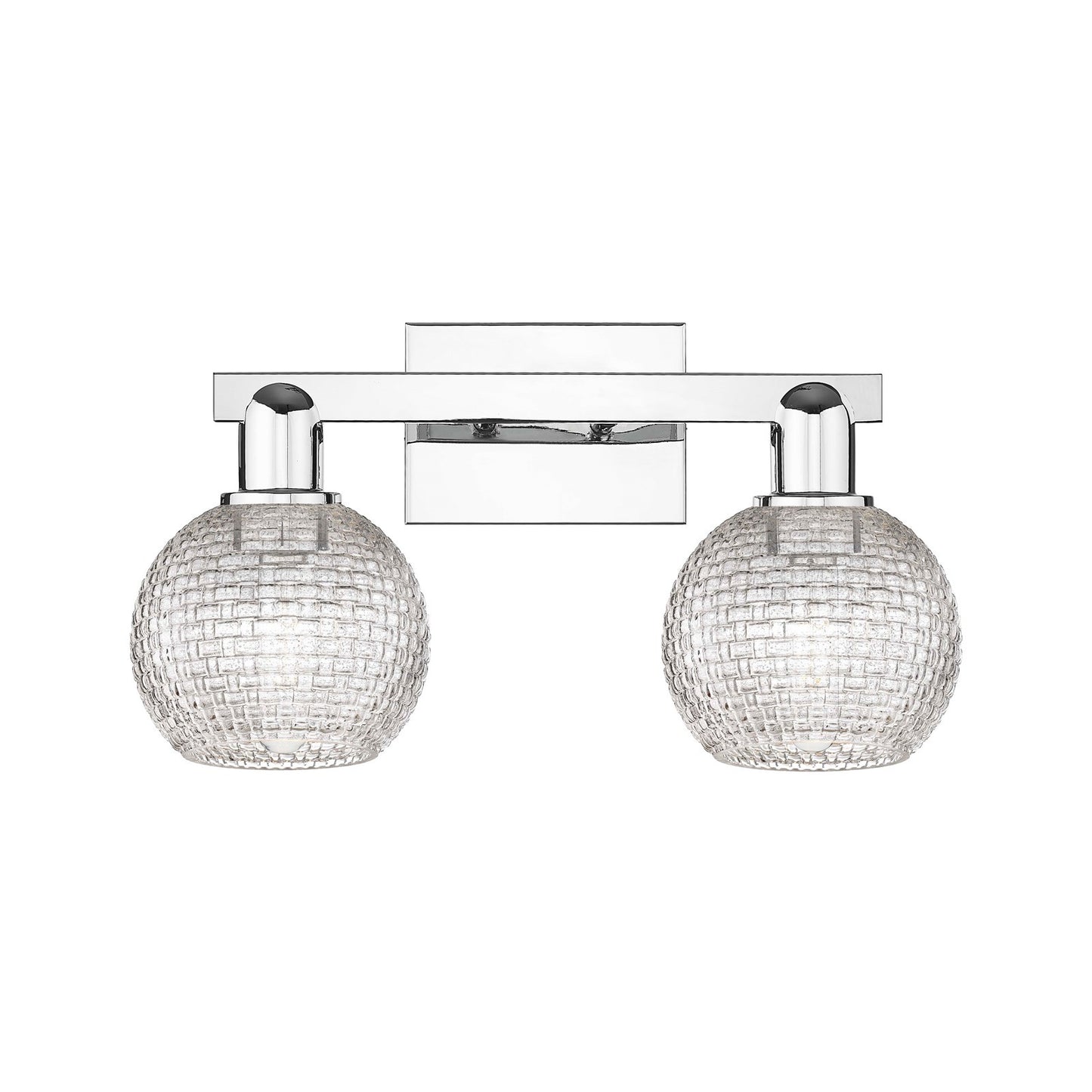 Innovations Athens 17in 2-Light Bath Vanity Light | Industrial Modern Polished Chrome and Clear Basket Weave Glass | Bathroom | Model 716-2W-PC-G122C-6CL
