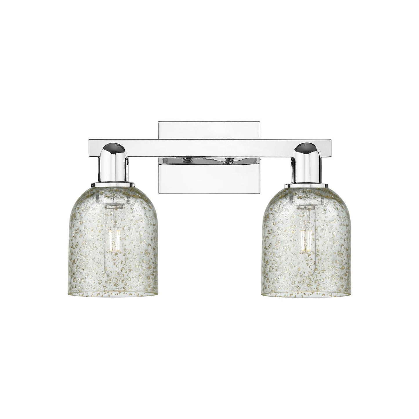 Innovations Caledonia 16in 2-Light Bath Vanity Light | Industrial Polished Chrome Steel and Mica Glass | Bathroom Vanity & Powder | Model 716-2W-PC-G259