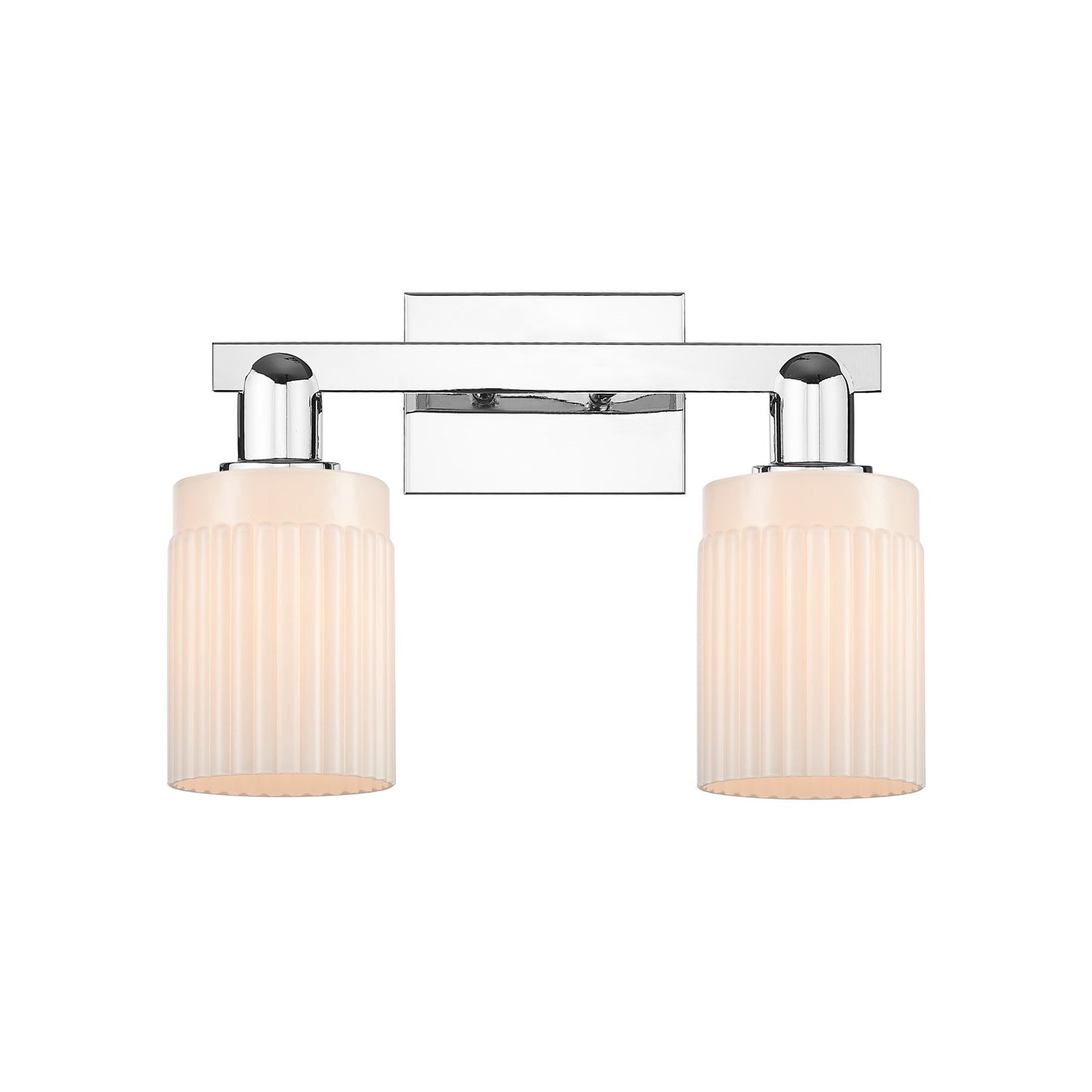 Innovations Hadley 2-Light 16in Bath Vanity Light | Industrial Polished Chrome and Matte White Ribbed Glass | Bathroom Vanity & | Model 716-2W-PC-G341