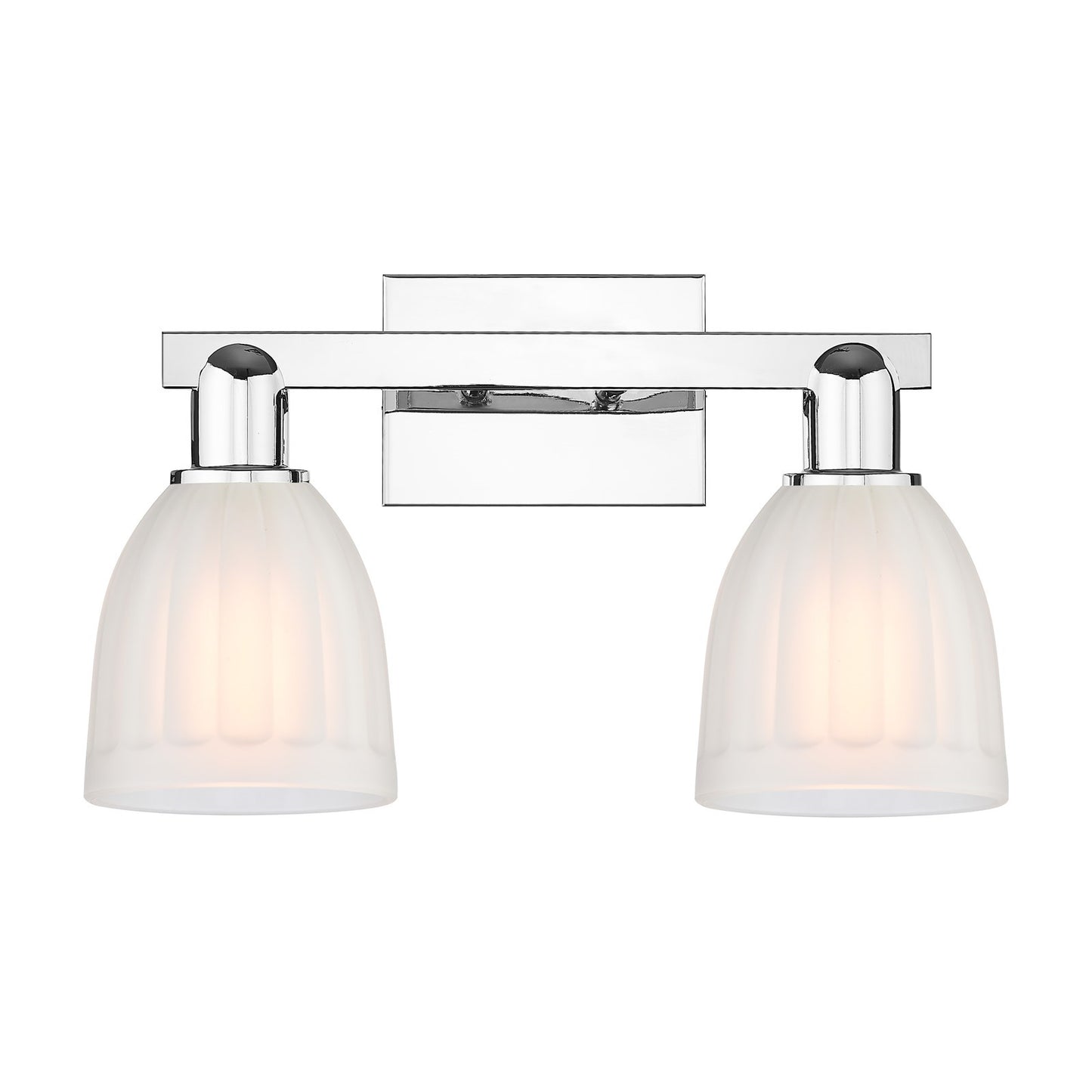 Innovations Brookfield 17in 2-Light Bath Vanity | Polished Chrome Steel and Cast Brass with White Frosted Ribbed Glass | Bathroom | Model 716-2W-PC-G441