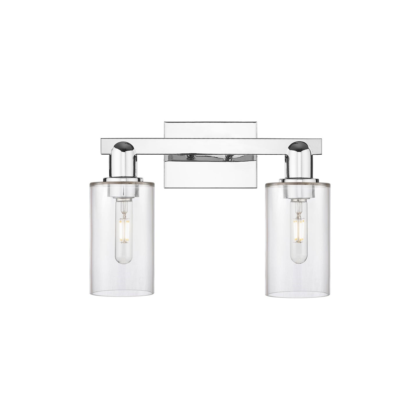 Innovations Clymer 15in 2-Light Bath Vanity Light | Industrial Modern Polished Chrome and Clear Glass | Bathroom Vanity | 14.88 x | Model 716-2W-PC-G802