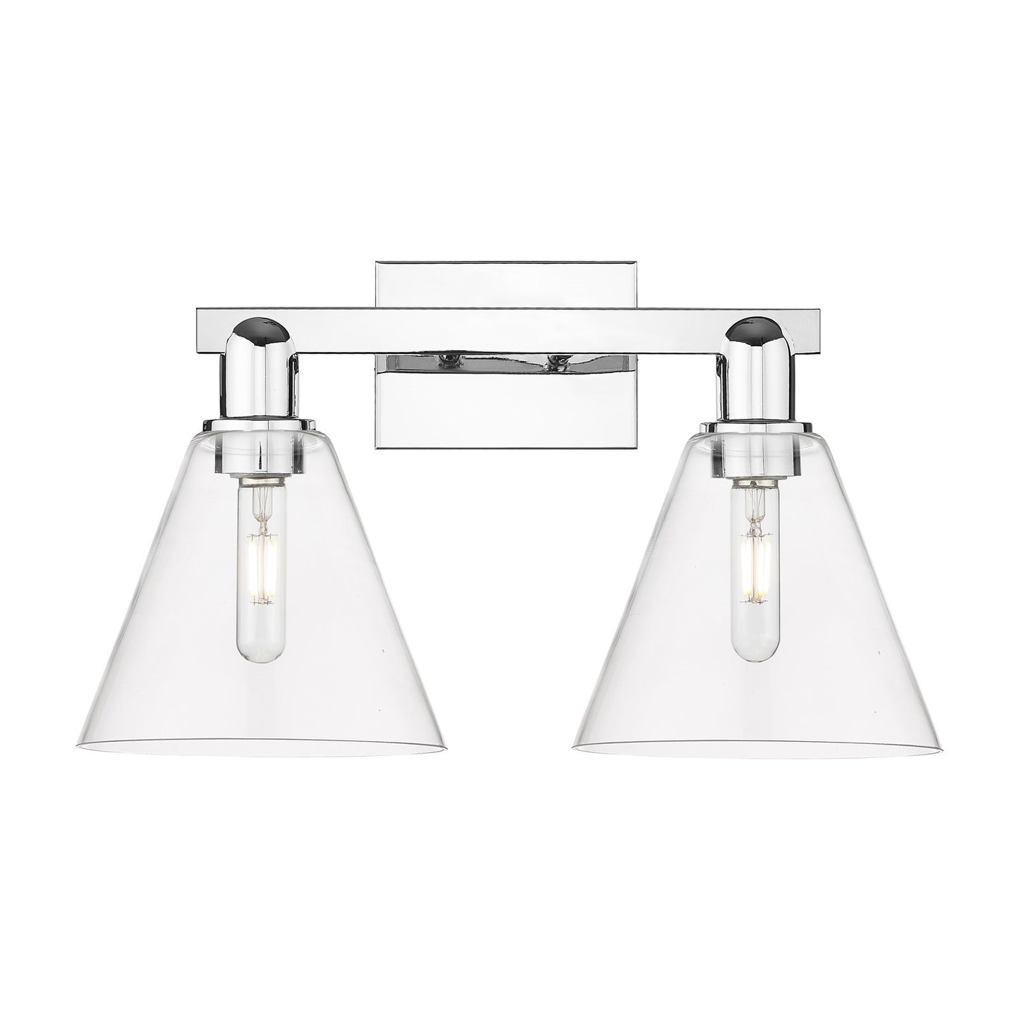 Innovations Berkshire Glass 19in 2-Light Bath Vanity | Industrial Modern Polished Chrome and Clear Glass | Bathroom Vanity Light | Model 716-2W-PC-GBC-82