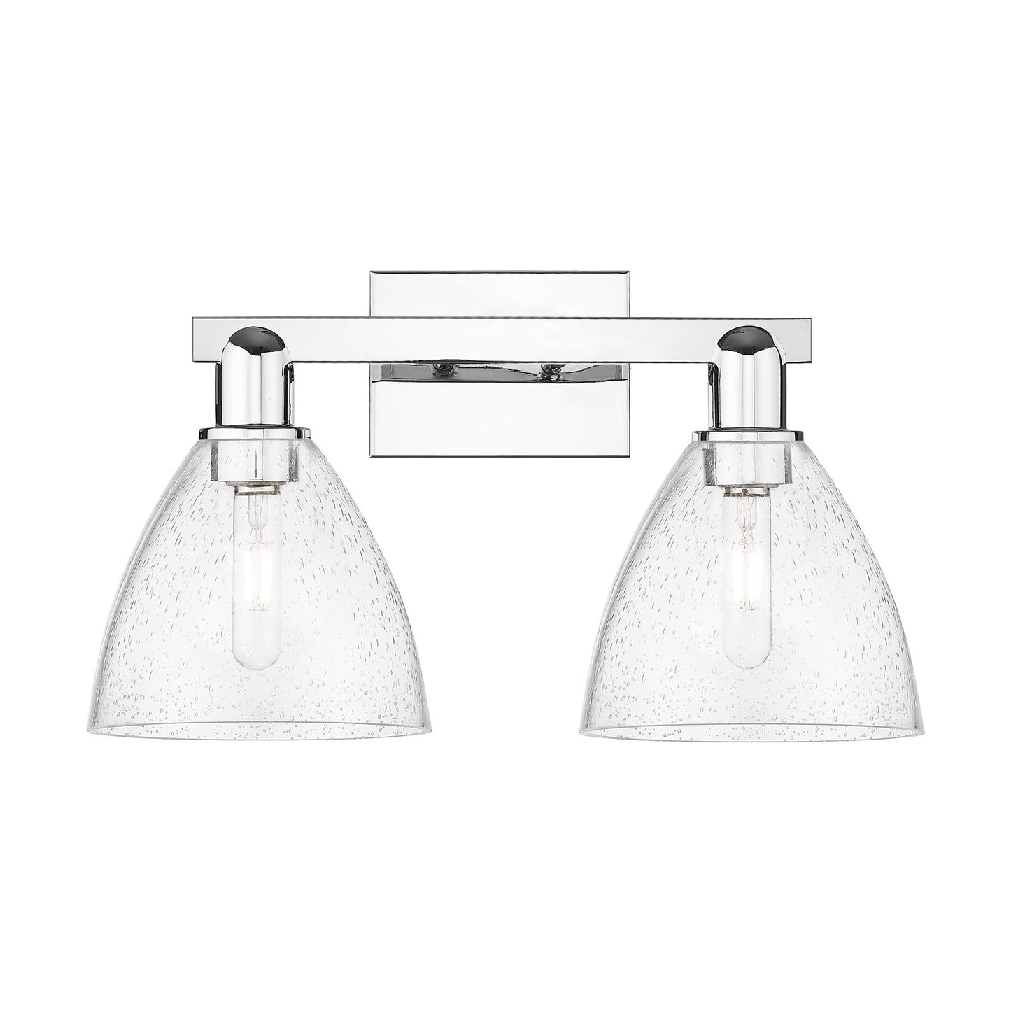 Innovations Bristol 18.5in 2-Light Bath Vanity | Industrial Polished Chrome Steel and Seedy Glass | Bathroom Vanity Light | 18.5 | Model 716-2W-PC-GBD-754