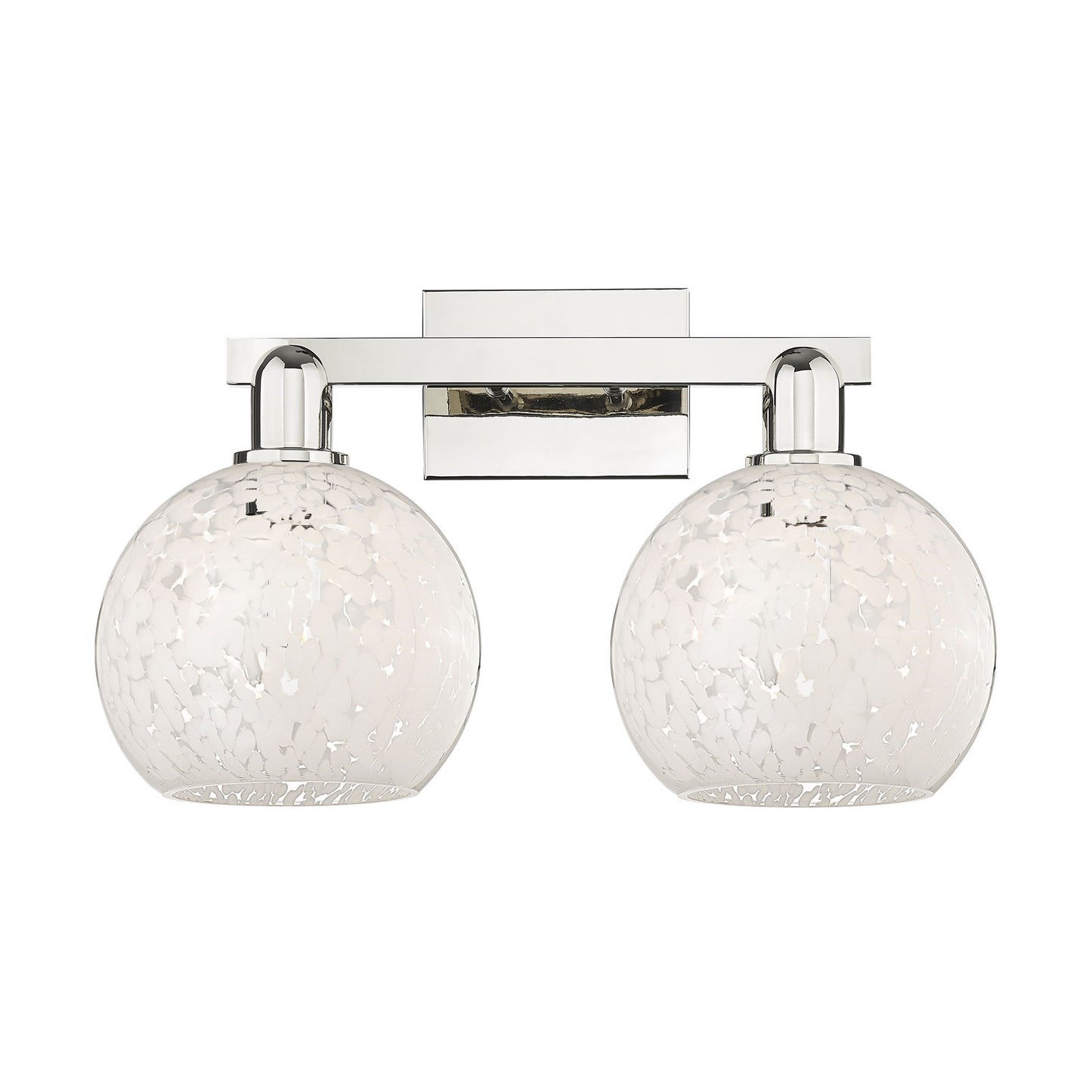 Innovations Lighting White Mouchette 19in 2-Light Bath Vanity | Industrial Transitional Polished Nickel and White Glass | Model 716-2W-PN-G1216-8WM