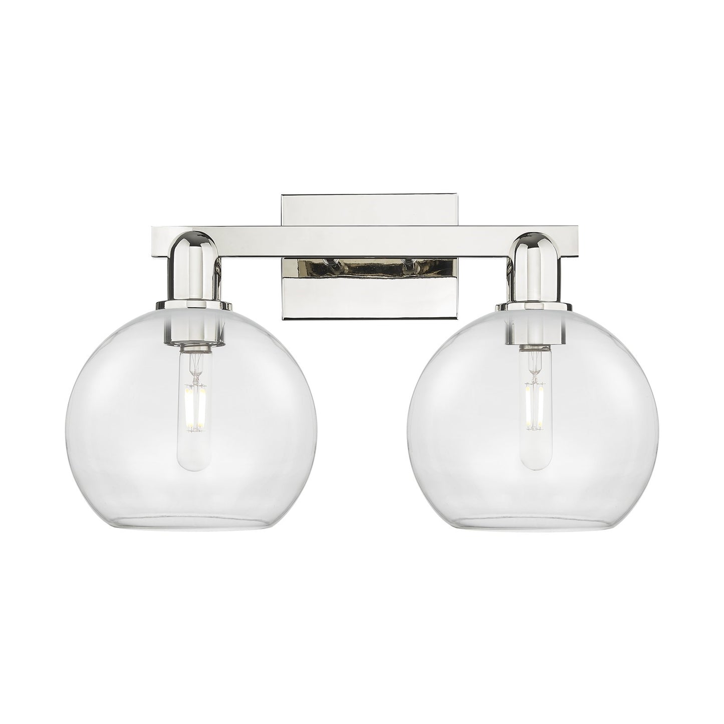 Innovations Athens 19in 2-Light Bath Vanity Light | Industrial Polished Nickel Steel and Clear Glass | Bathroom Vanity | 19 x 8.5 | Model 716-2W-PN-G122-8