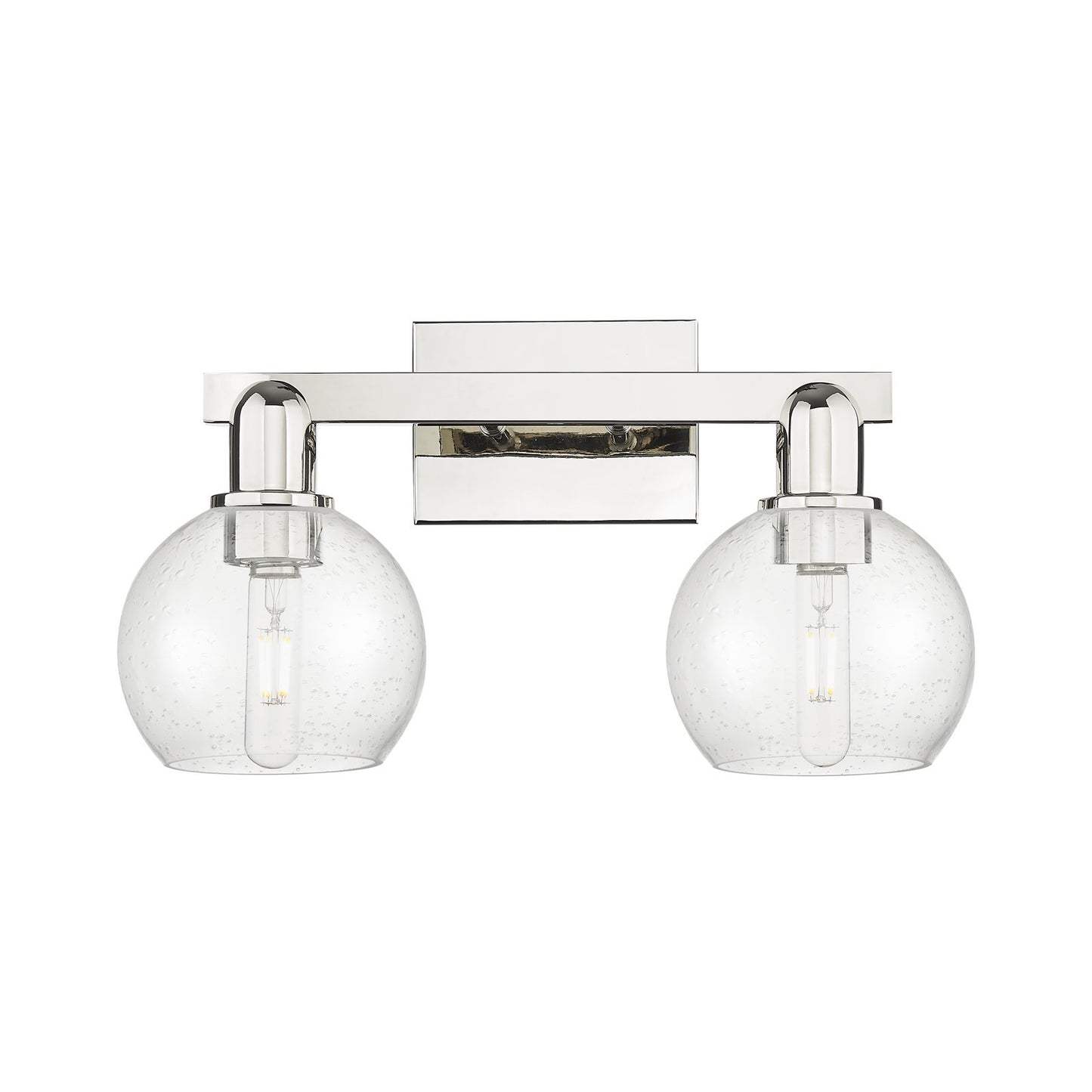 Innovations Athens 2-Light 17in Bath Vanity | Industrial Polished Nickel Steel and Seedy Glass | Bathroom & Powder Room | 16.88 x | Model 716-2W-PN-G124-6