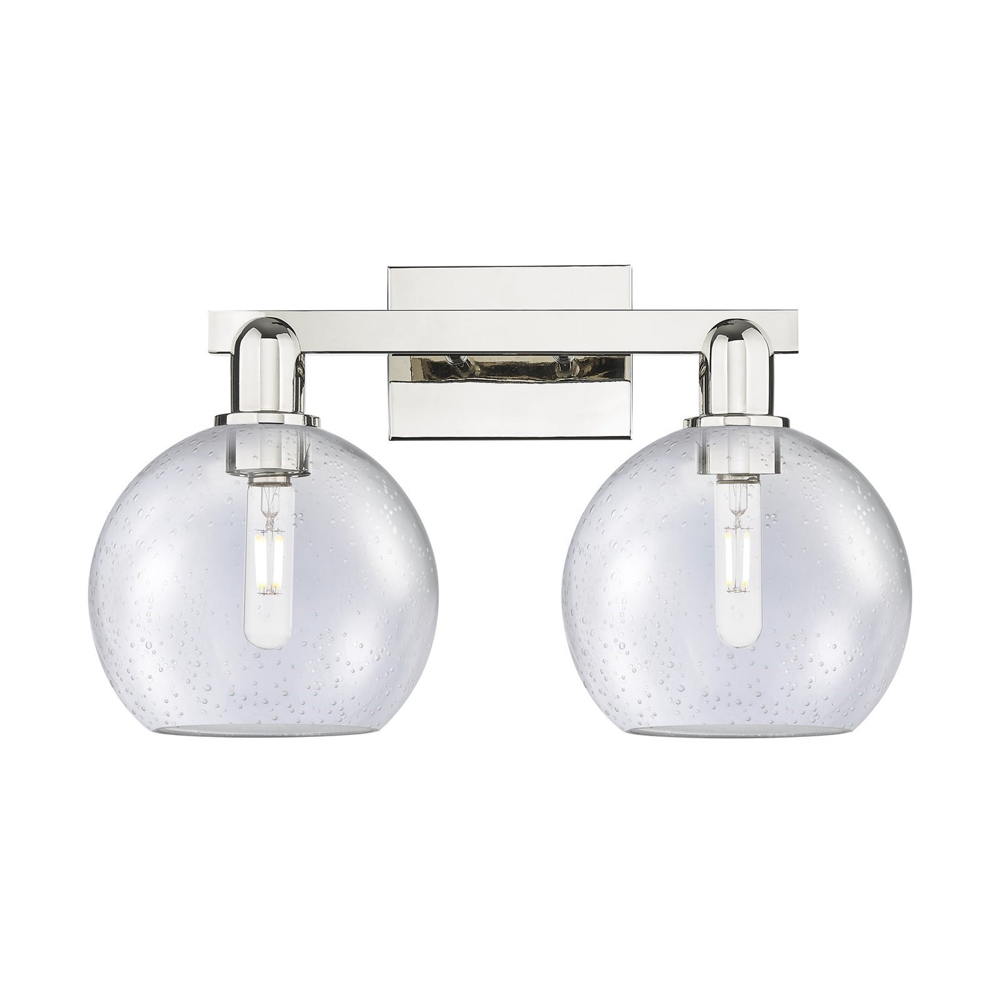 Innovations Athens 19in 2-Light Bath Vanity Light | Industrial Polished Nickel and Seedy Glass | Bathroom Vanity & Powder Room | Model 716-2W-PN-G124-8