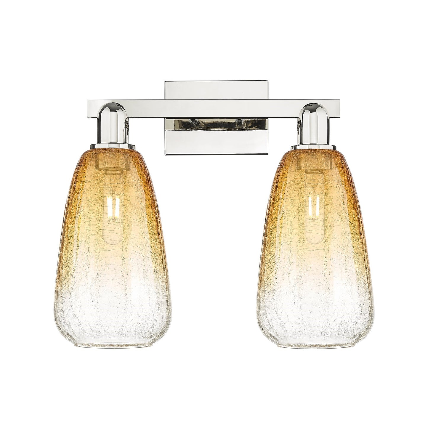Innovations Brookhaven Almond 17in 2-Light Bath Vanity Light | Industrial Polished Nickel Steel and Amber Glass | Bathroom | Model 716-2W-PN-G480-6AM