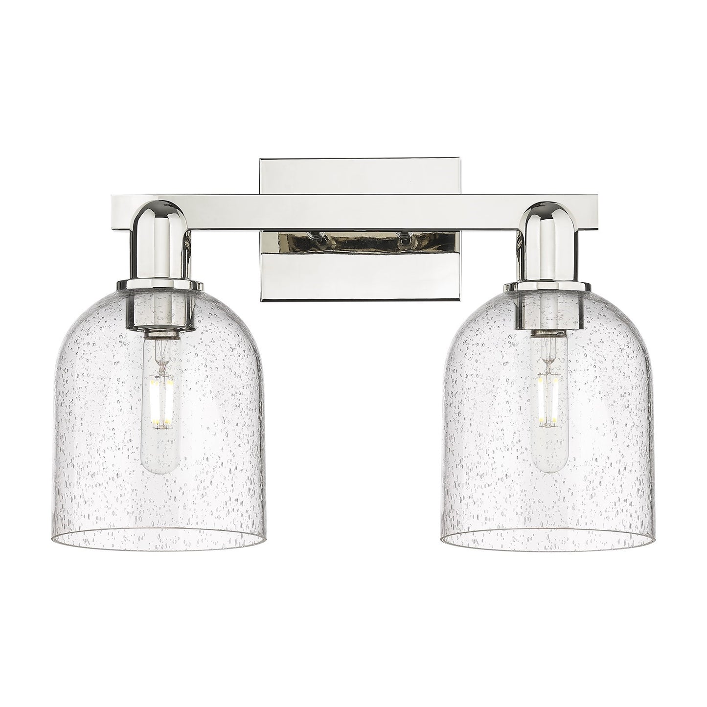 Innovations Bella 17in 2-Light Bath Vanity Light | Industrial Polished Nickel Steel and Seedy Glass | Bathroom Vanity | 16.5 x | Model 716-2W-PN-G558-6SDY