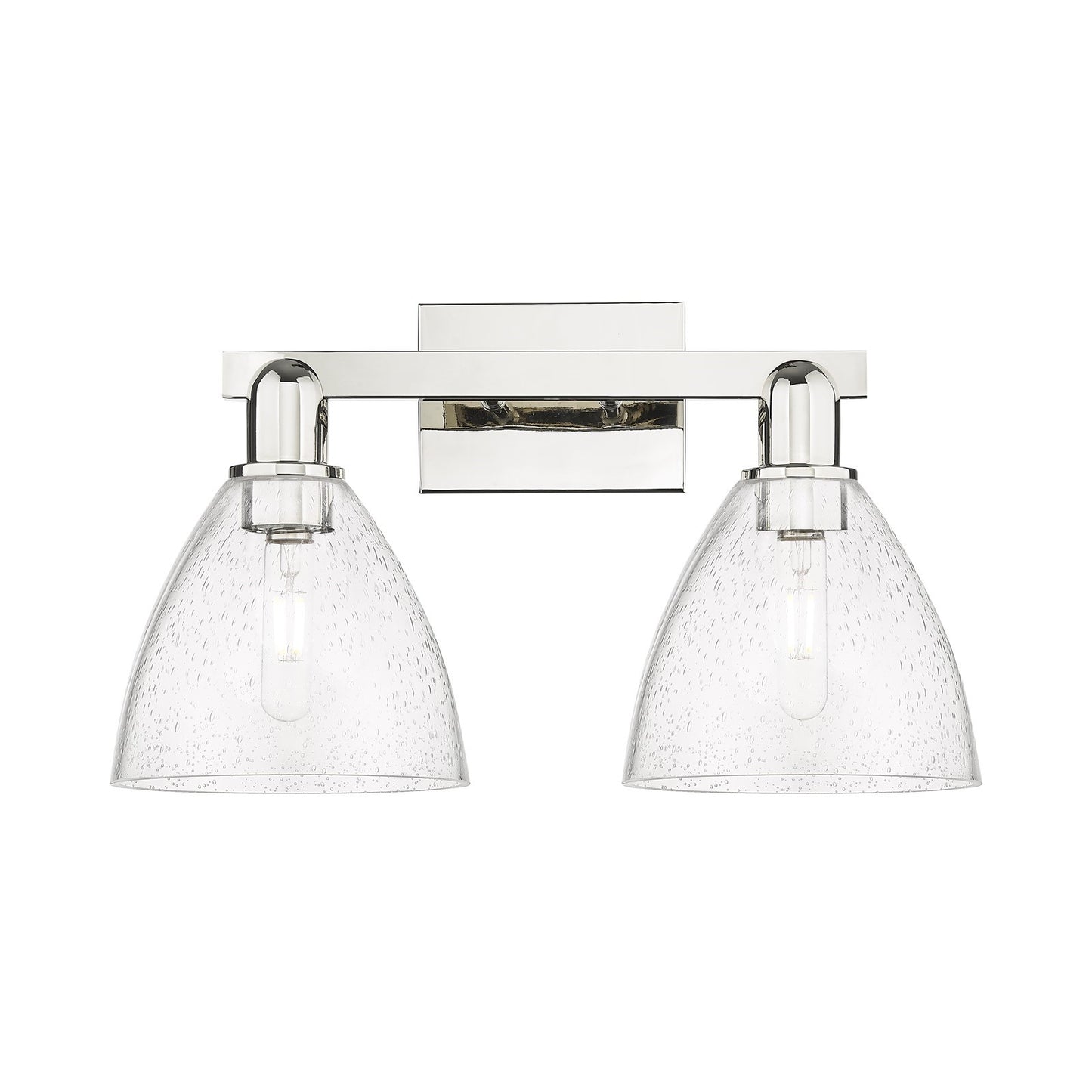 Innovations Bristol 19in 2-Light Bath Vanity | Industrial Polished Nickel Steel and Seedy Glass | Bathroom Vanity & Powder Room | Model 716-2W-PN-GBD-754