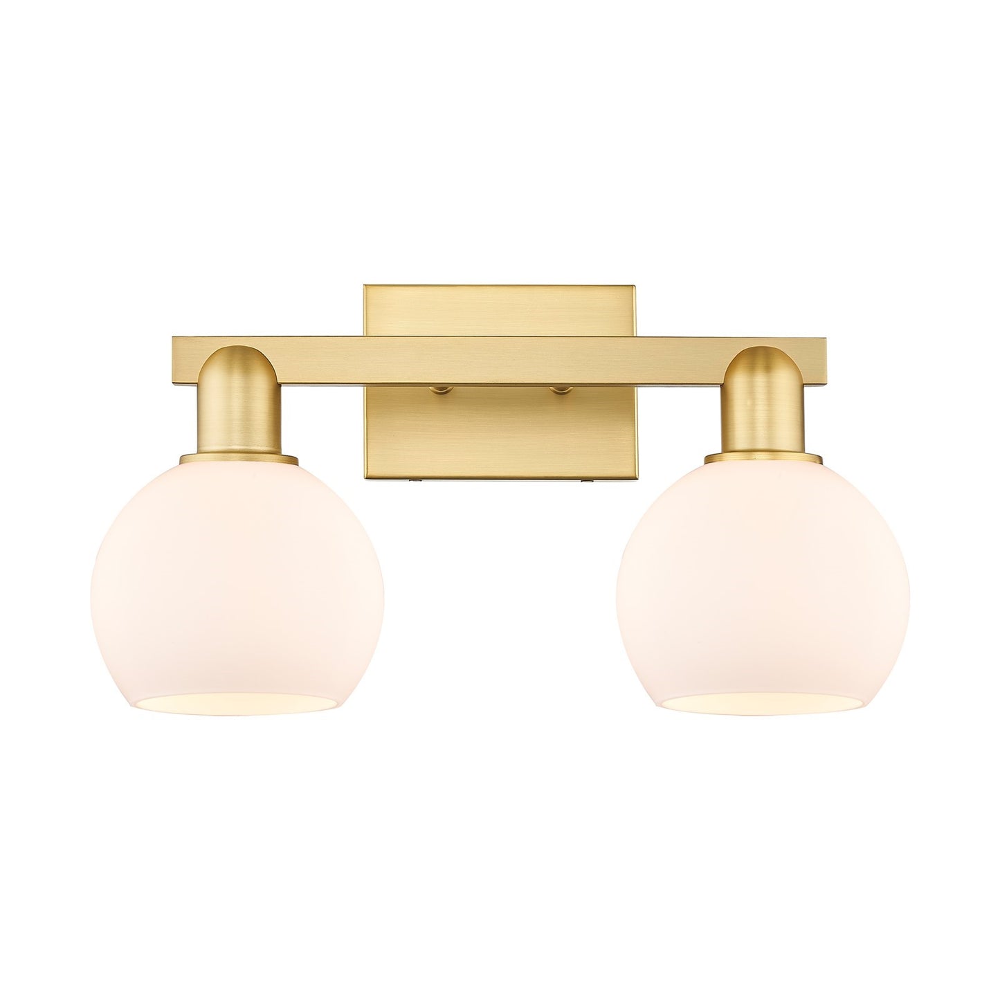 Innovations Athens 17in 2-Light Bath Vanity Light | Industrial Satin Gold Steel and Cast Brass with Matte White Glass | Entryway | Model 716-2W-SG-G121-6