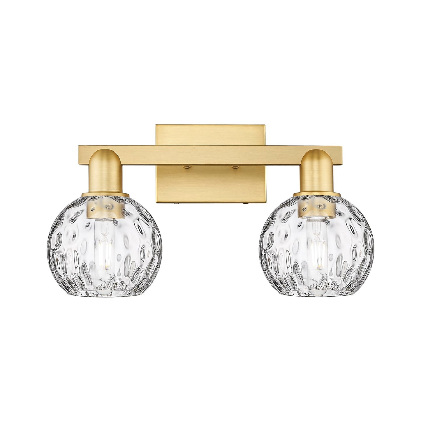 Innovations Athens Water Glass 17in 2-Light Bath Vanity | Industrial Satin Gold Steel and Clear Water Glass | Bathroom Vanity & | Model 716-2W-SG-G1215-6